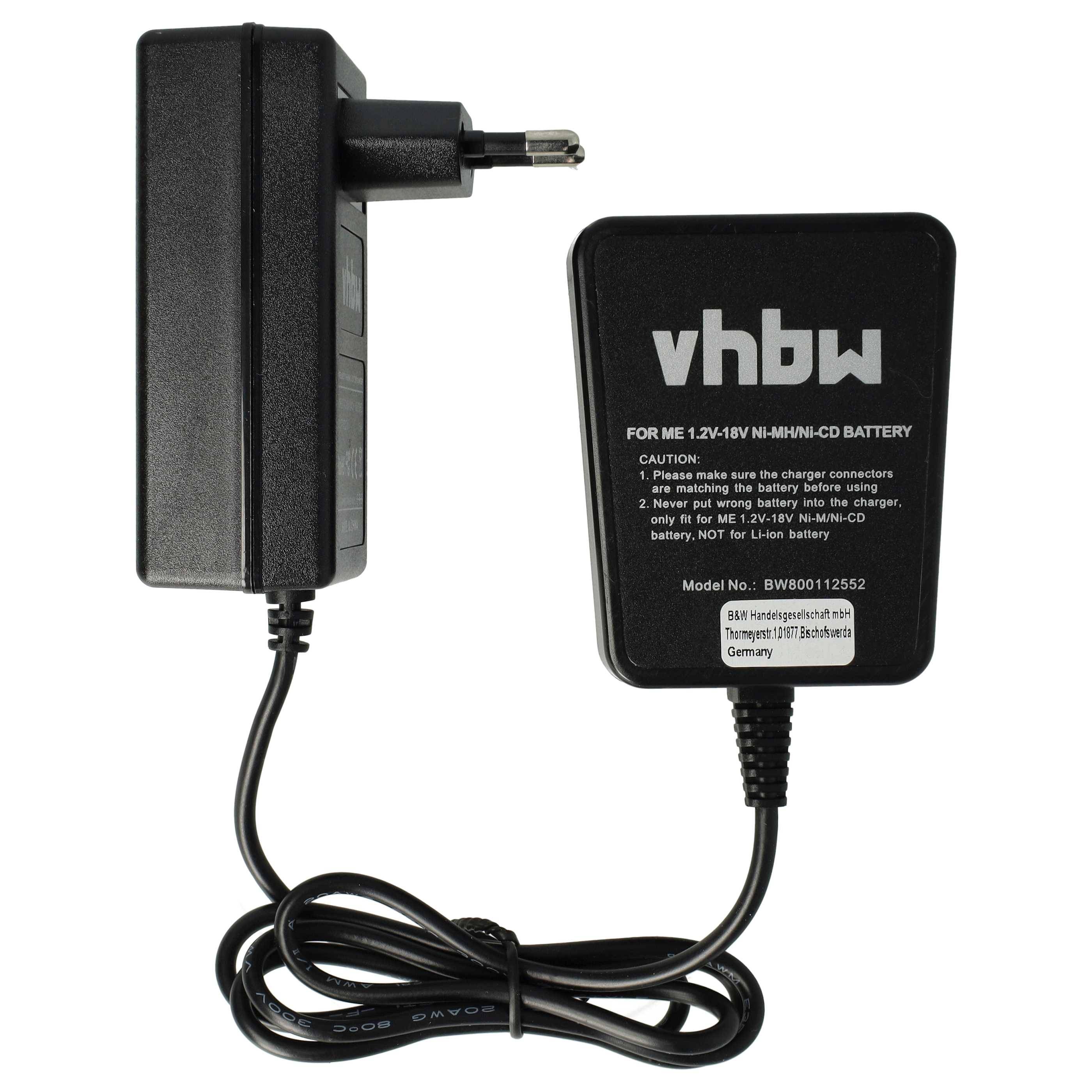 vhbw Ladegerät kompatibel mit Metabo BZ 12 SP, KSAP18Li, BSZ9.6Impuls, KSAP 18, MLA 18, BZ9.6SP Impuls, KSA9.6 Werkzeug Ni-Cd, NiMH-Akkus