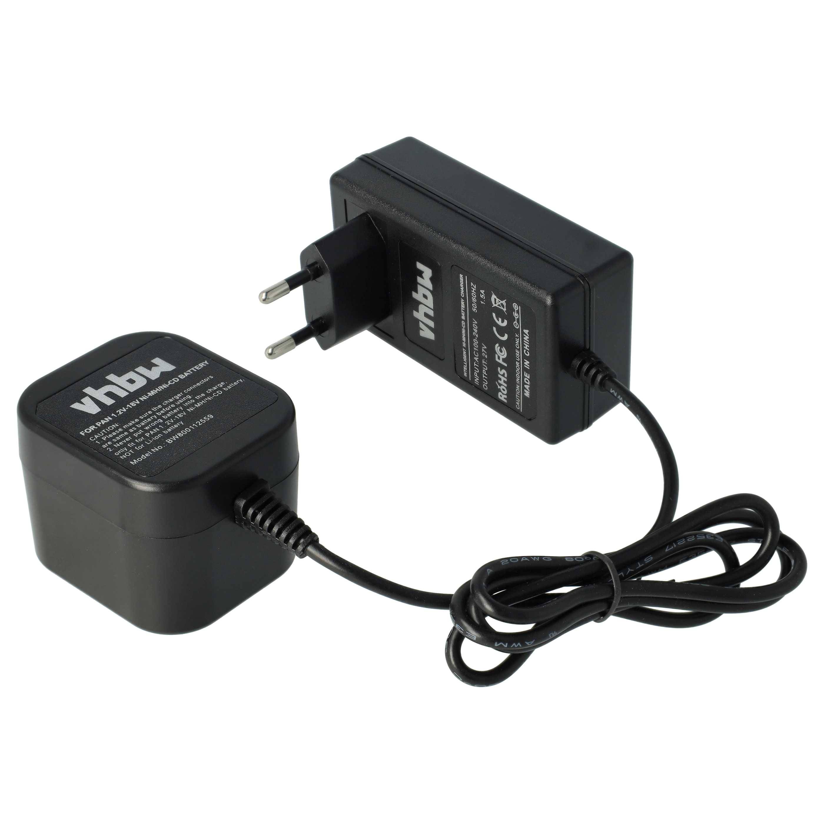 vhbw Ladegerät kompatibel mit Panasonic EZ6902, EZ7200, EZ7000, EZ7202, EZ7201, EZ7203 Werkzeug Ni-Cd, NiMH-Akkus, 1,2-18V