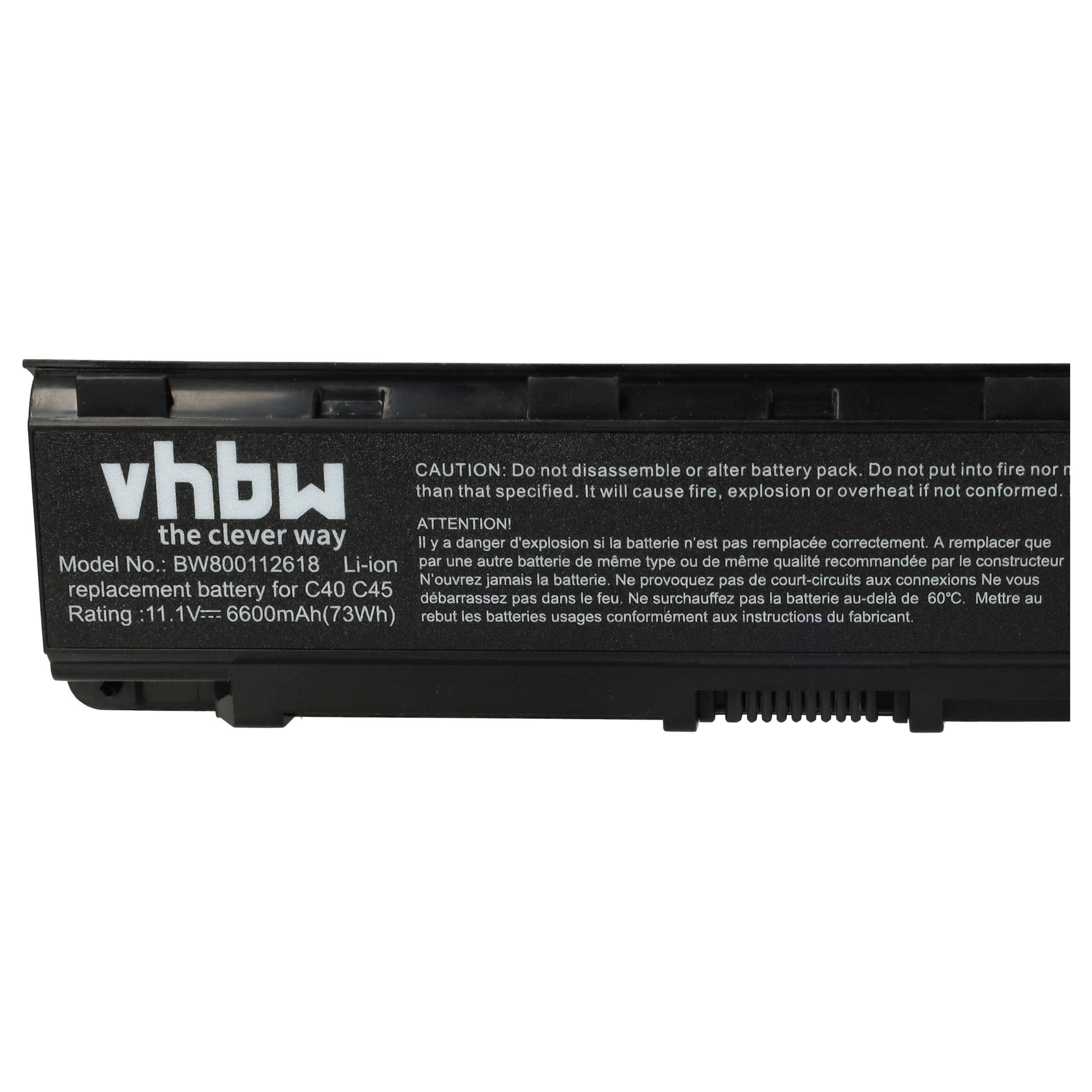 vhbw Akku Ersatz für Toshiba PA5109, PA5109U-1BRS, PA5108, PA5108U-1BRS, PA5110 für Notebook (6600 mAh, 10,8 V, Li-Ion)