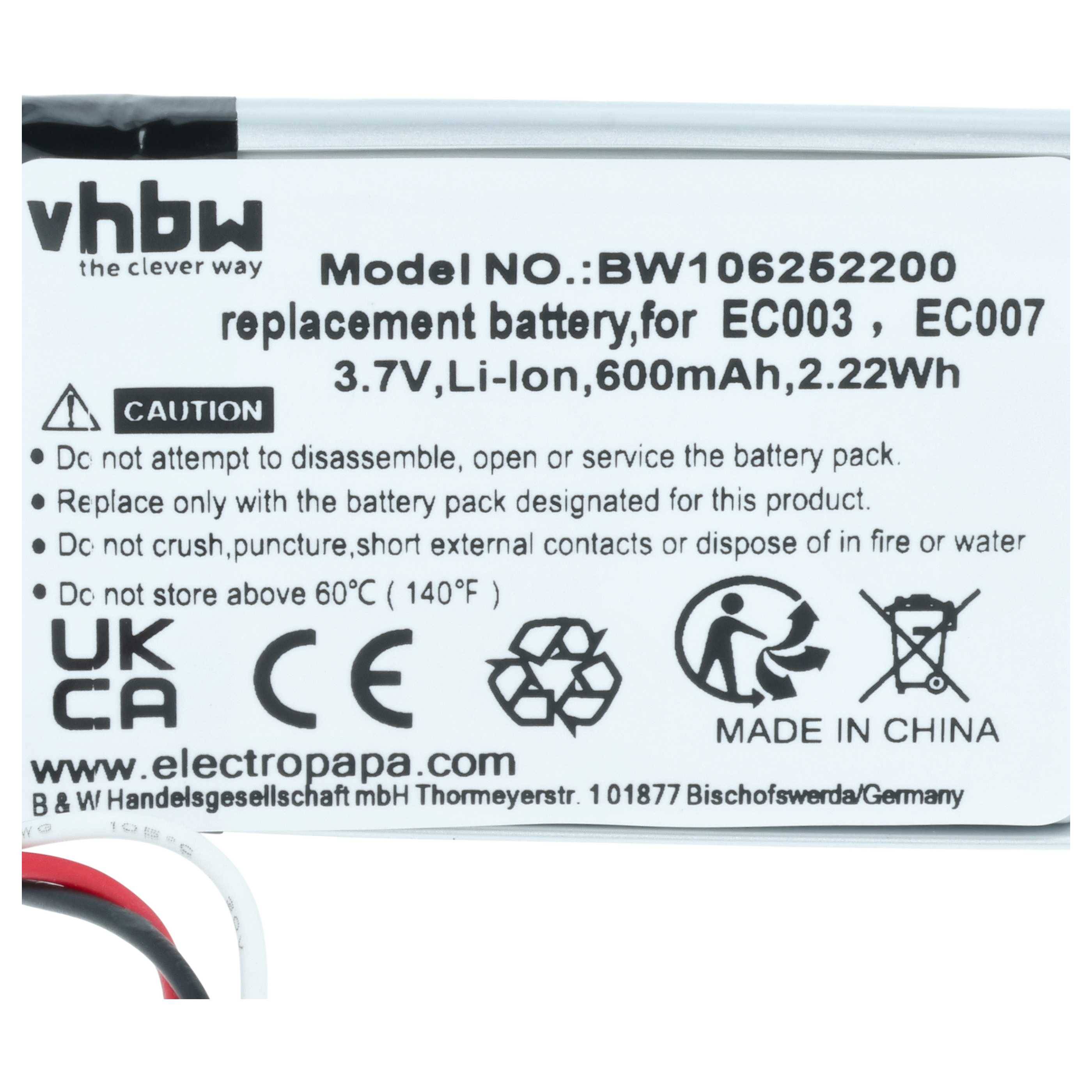 vhbw Akku kompatibel mit Apple iPod mini M9807Z/A MP3-Player | (600 mAh, 3,7 V, Li-Ion)