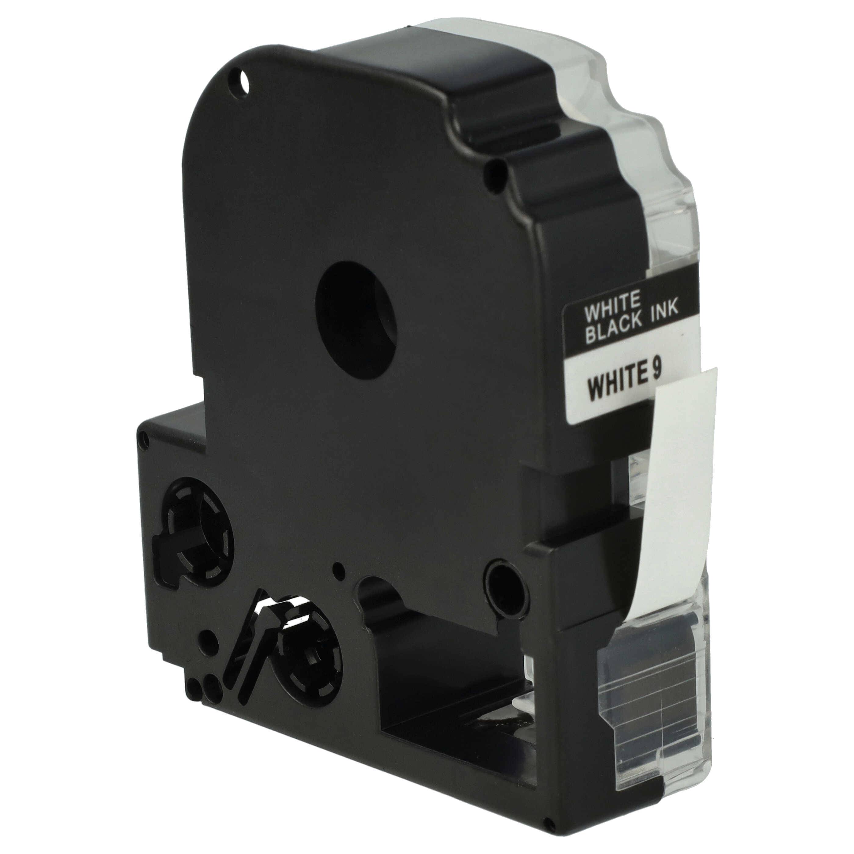 vhbw 50x Schriftband-Kassette kompatibel mit Epson LabelWorks LW-1000P, LW-600P, LW-500, LW-400, LW-300 Etiketten-Drucker 8m x 9mm Schwarz auf Weiß