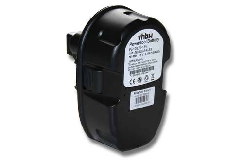 vhbw Akku kompatibel mit Dewalt DW934K2, DW933K, DW934, DW932, DW933, DW929, DW919 Flash Light Werkzeug (3000 mAh, NiMH, 18 V)