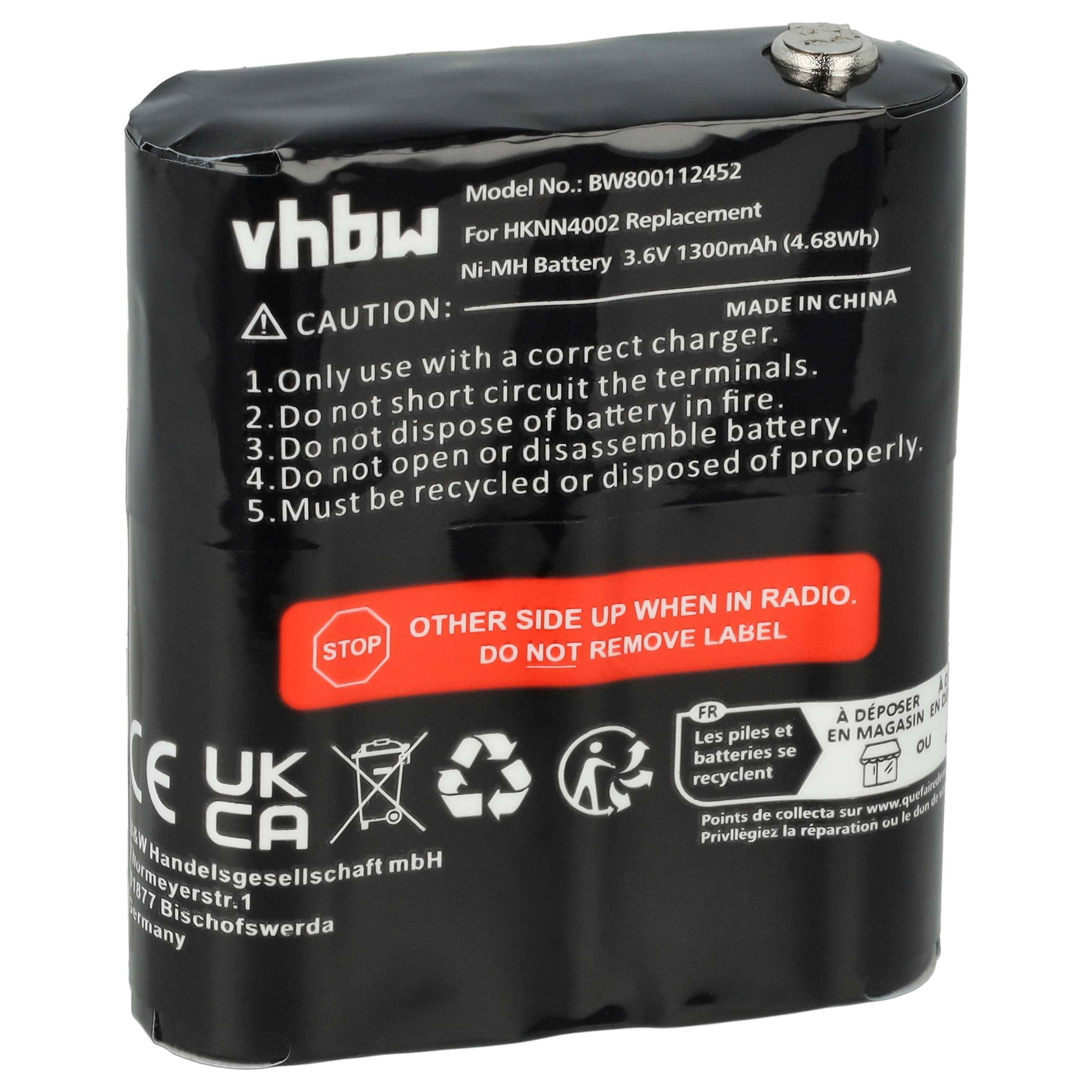 vhbw Akku kompatibel mit Motorola Talkabout T5320, T5400, T5410, T5420, T5500, T5512, T5522, T5525, T5600 Funkgerät, Walkie Talkie (1300mAh, NiMH)