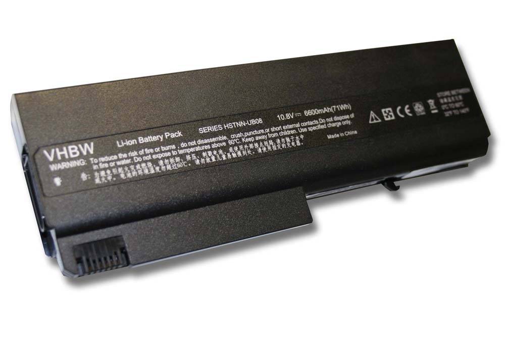 vhbw Akku kompatibel mit HP CompaQ Business Notebook 6910p, NC6105, NC6115, NC6110, NC6200, NC6120 Notebook (6600 mAh, 10,8 V, Li-Ion)