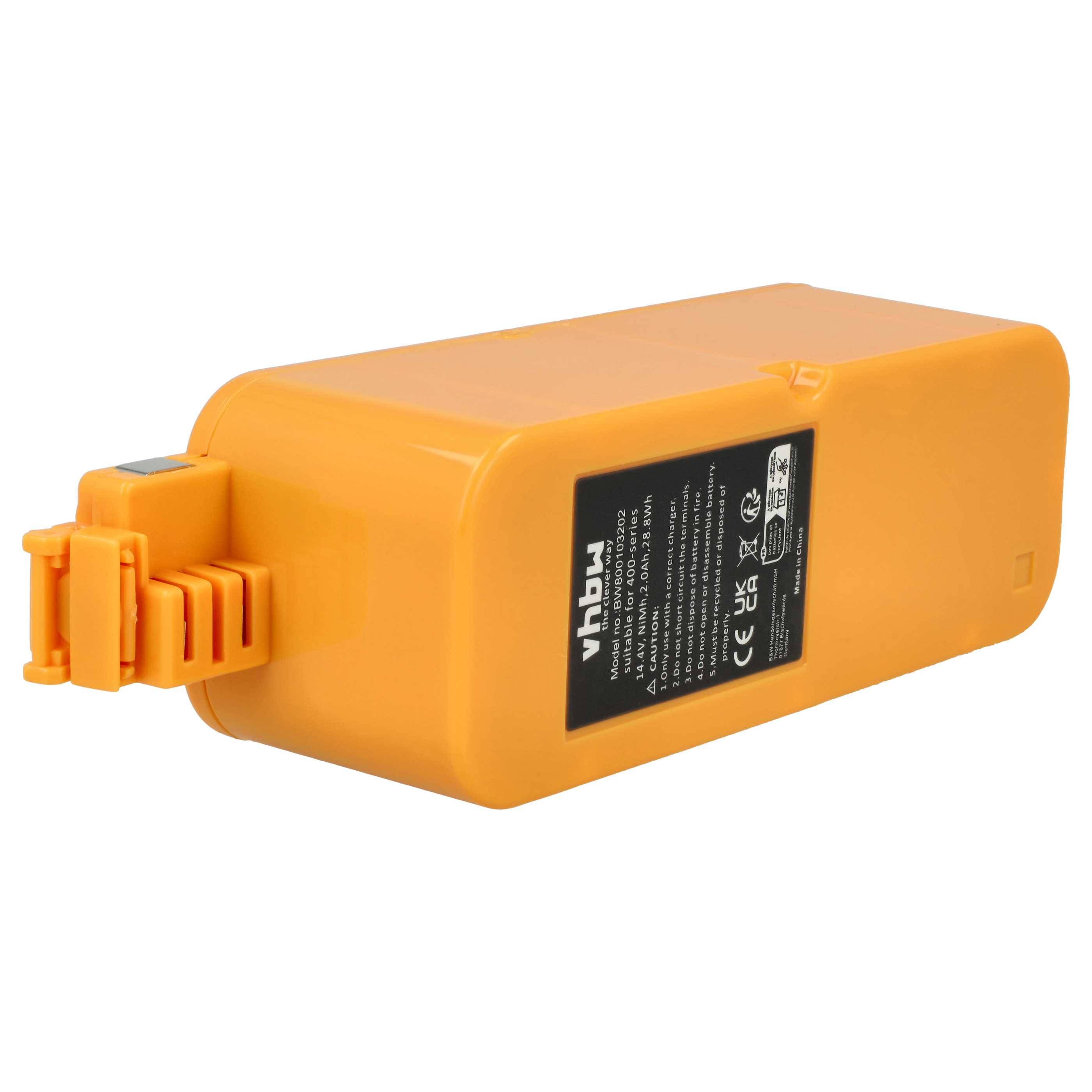 vhbw Akku kompatibel mit iRobot Roomba 400, 4000, 405, 40901, 410, 4100, 4105, 4110, 4130, 415, 4150, 416 Staubsauger (2000mAh, 14,4V, NiMH)