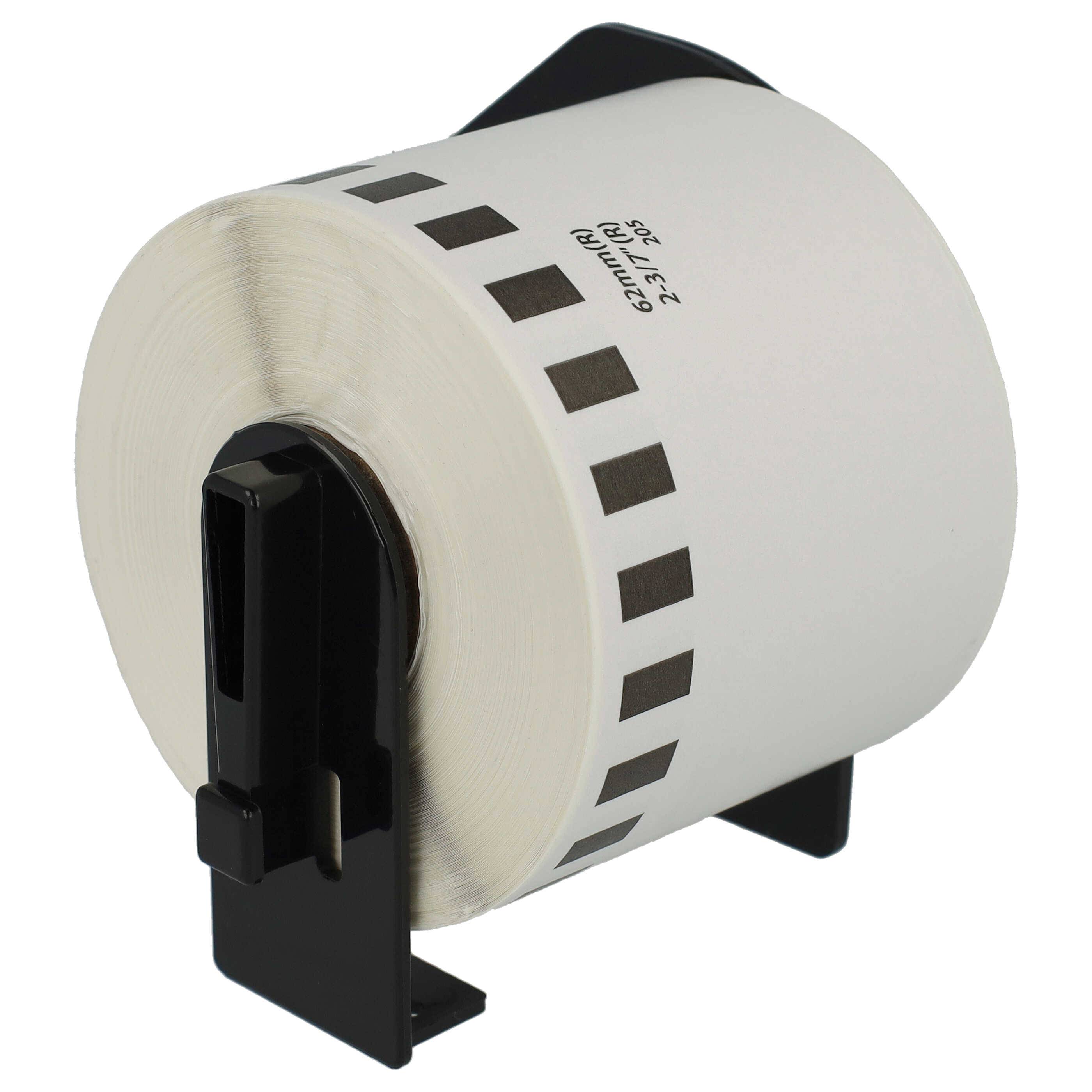 vhbw 10x Etiketten-Rolle mit Halter 62mm x 30,48m (1 Etikette) kompatibel mit Brother PT QL-700 Etiketten-Drucker - Premium, Wiederablösbar