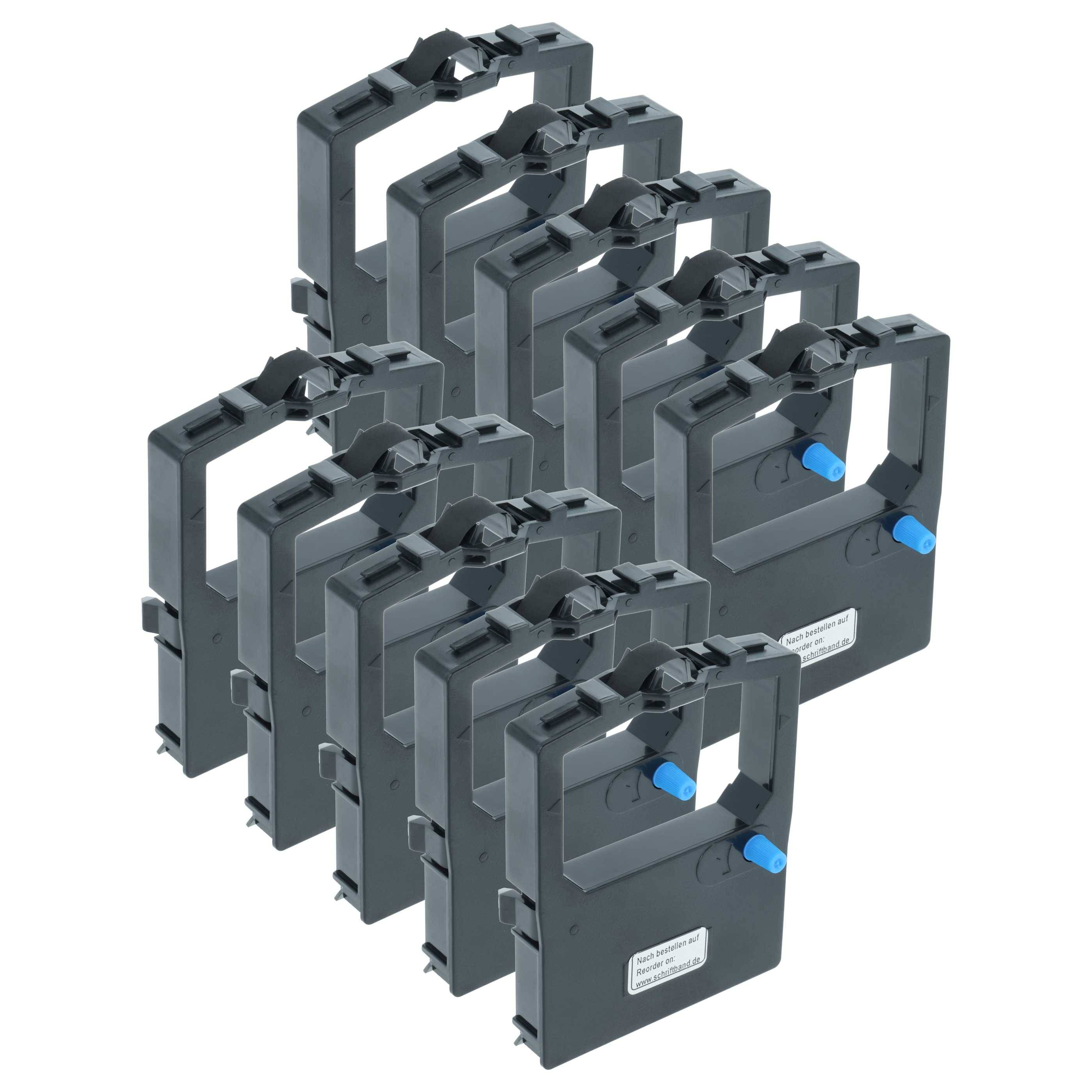 vhbw 10x Farbband Schriftband kompatibel mit Memorex 1307, 1308, 1801, 1802, 1824 A, 1824, 1825, 1822 Nadeldrucker, Bondrucker - Schwarz