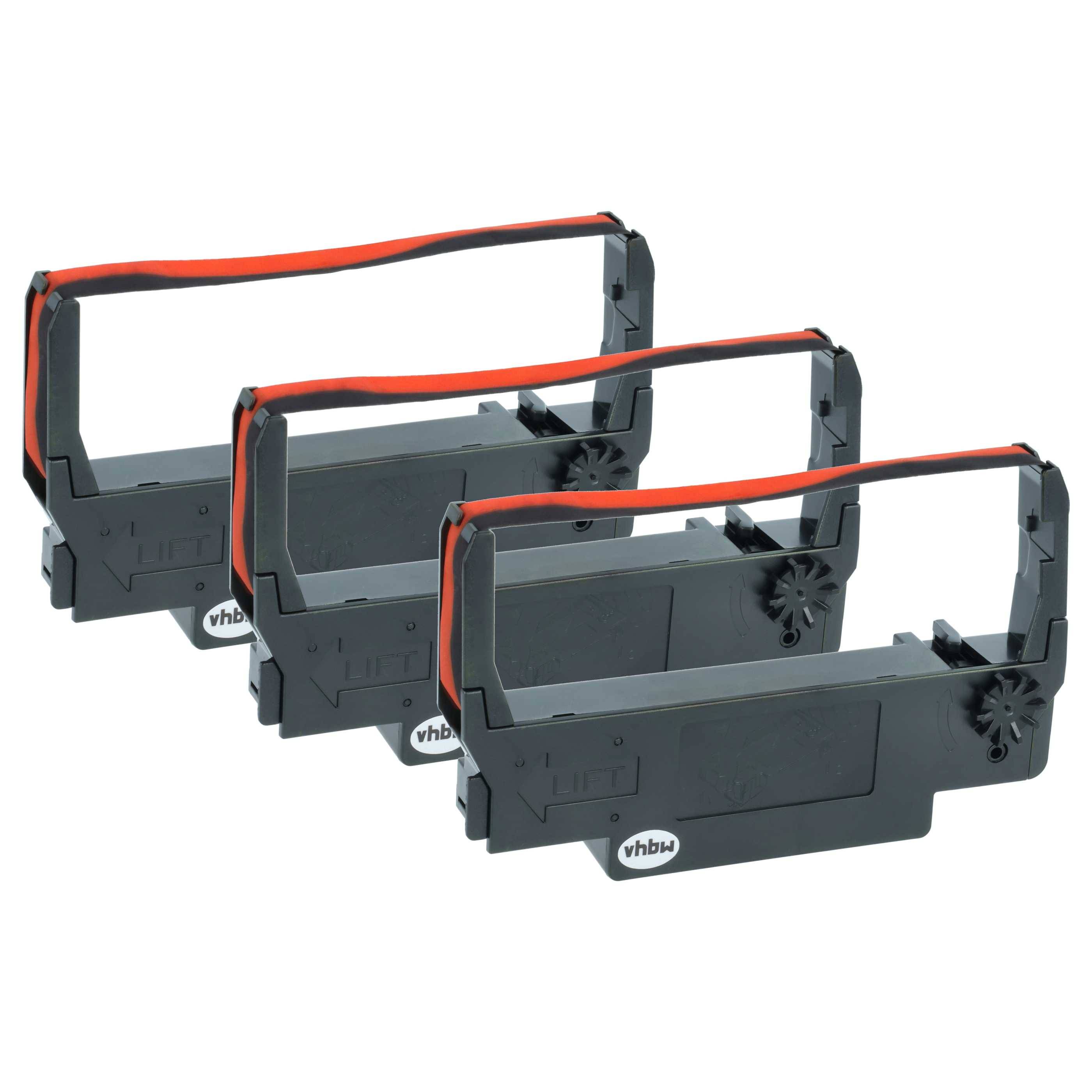 vhbw 3x Farbband Schriftband kompatibel mit Sharp ER 3210 Nadeldrucker, Bondrucker - Schwarz, Rot