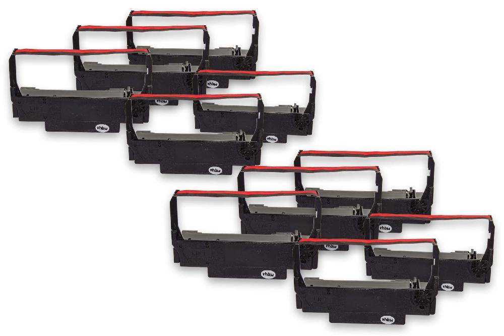 vhbw 10x Farbband Schriftband kompatibel mit Nikko NK 400, NK 400 MF Nadeldrucker, Bondrucker - Schwarz, Rot