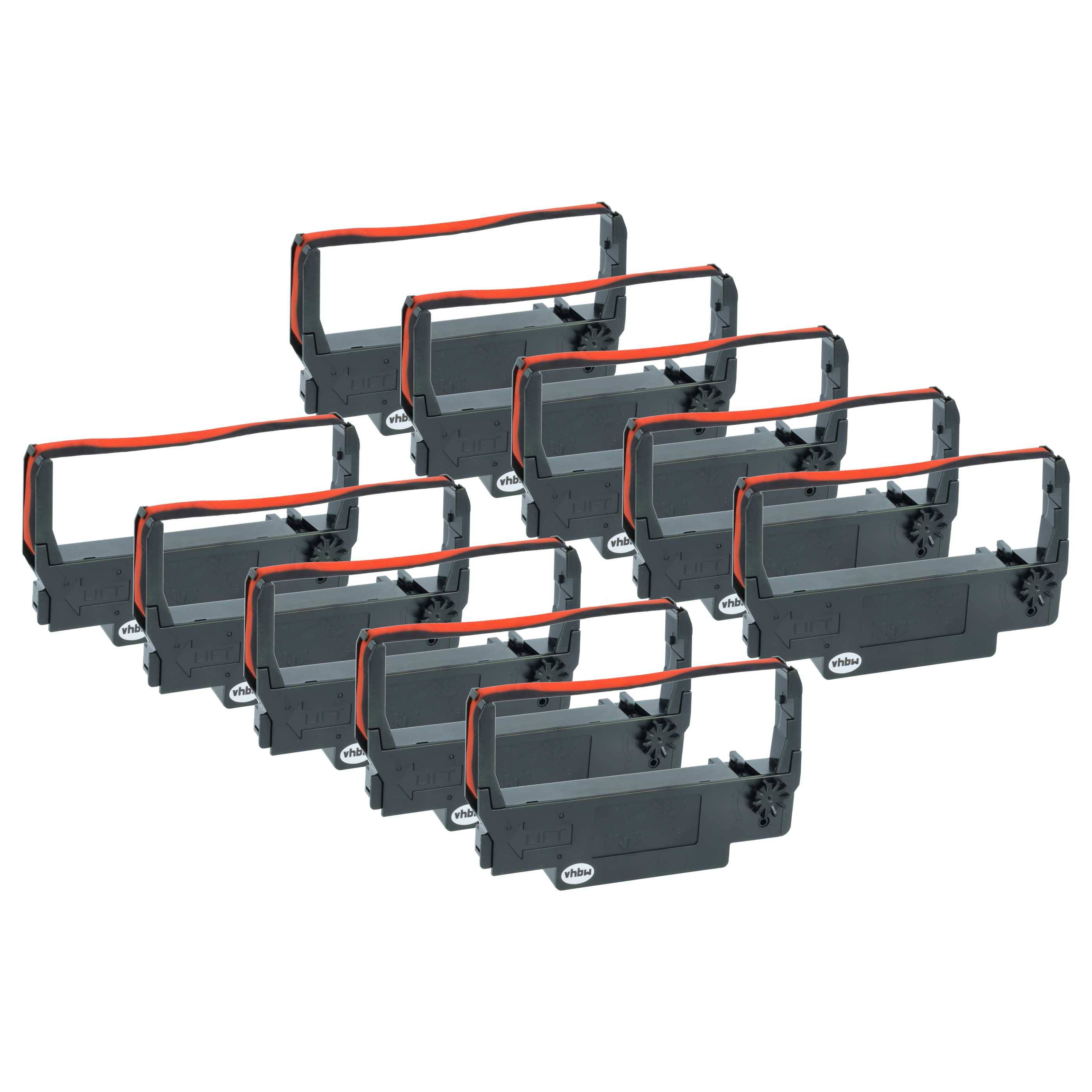 vhbw 10x Farbband Schriftband kompatibel mit Samsung SRP 280, SRP 270 Nadeldrucker, Bondrucker - Schwarz, Rot