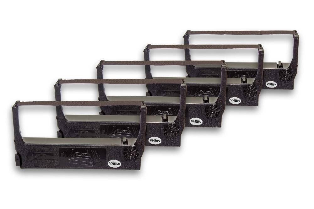 vhbw 5x Farbband Schriftband kompatibel mit Verifone Gemstone Line | Emerald Supersystem, P 250, P 220 Nadeldrucker, Bondrucker - Schwarz