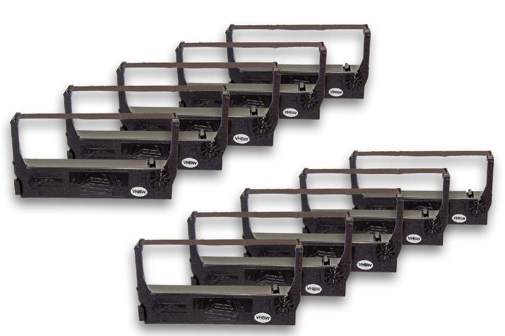 vhbw 10x Farbband Schriftband kompatibel mit IPC PRT 270 | PRT 267-081, M 173 IP, MPS 328 Nadeldrucker, Bondrucker - Schwarz