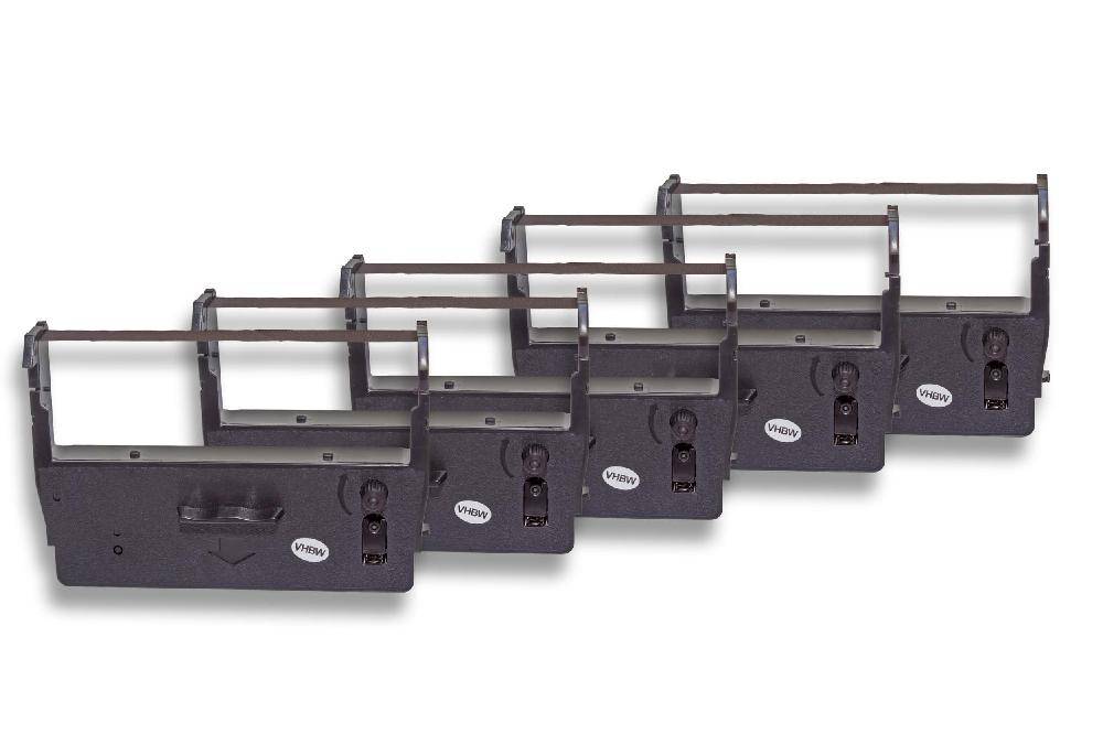 vhbw 5x Farbband kompatibel mit Sanyo Printer ECR 445 | ECR 425 Nadeldrucker, Bondrucker - Schwarz