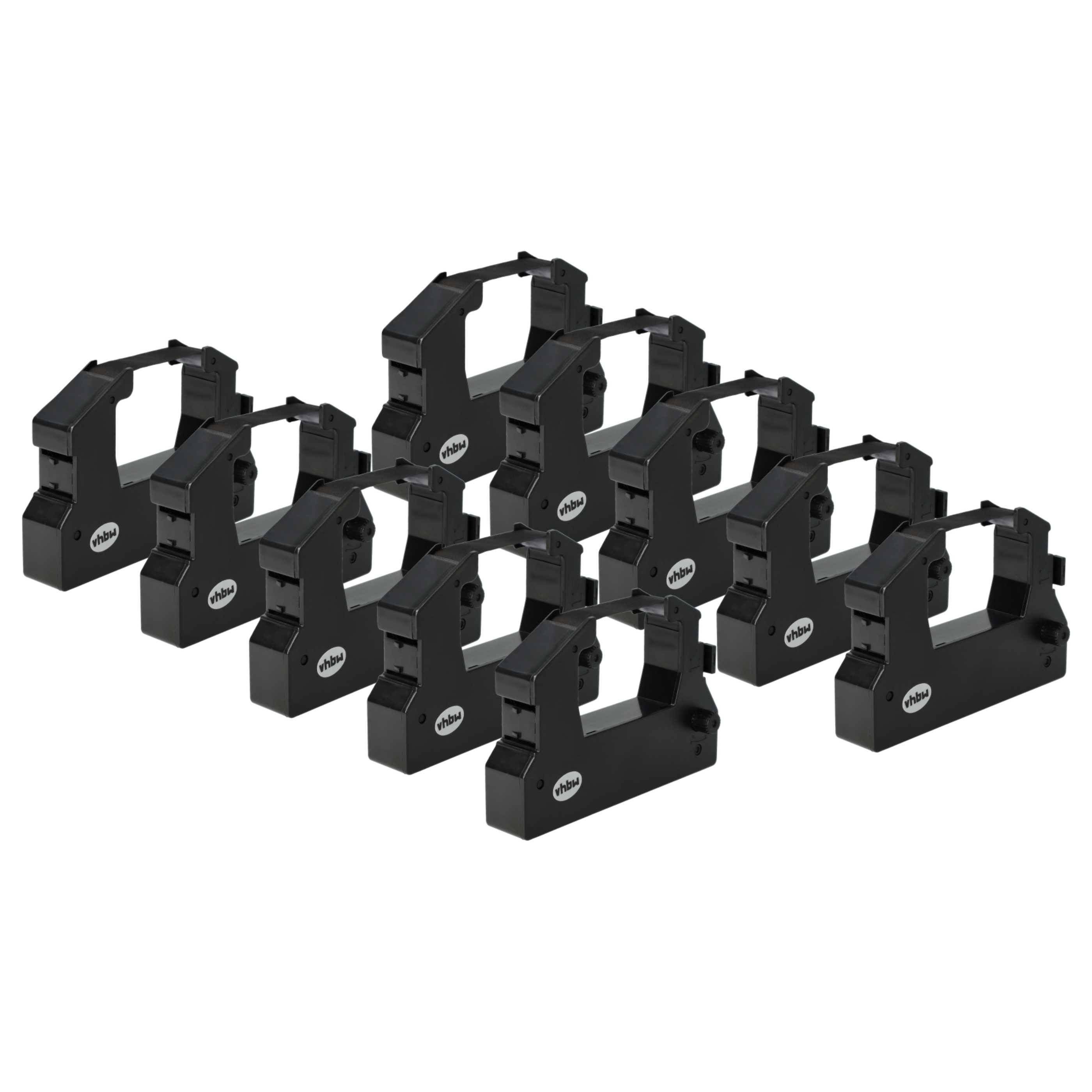 vhbw 10x Farbband Schriftband kompatibel mit Fujitsu Auto Tote AT-3000 Receipt Printer, 2971 BCS, 2975 Nadeldrucker, Bondrucker - Schwarz