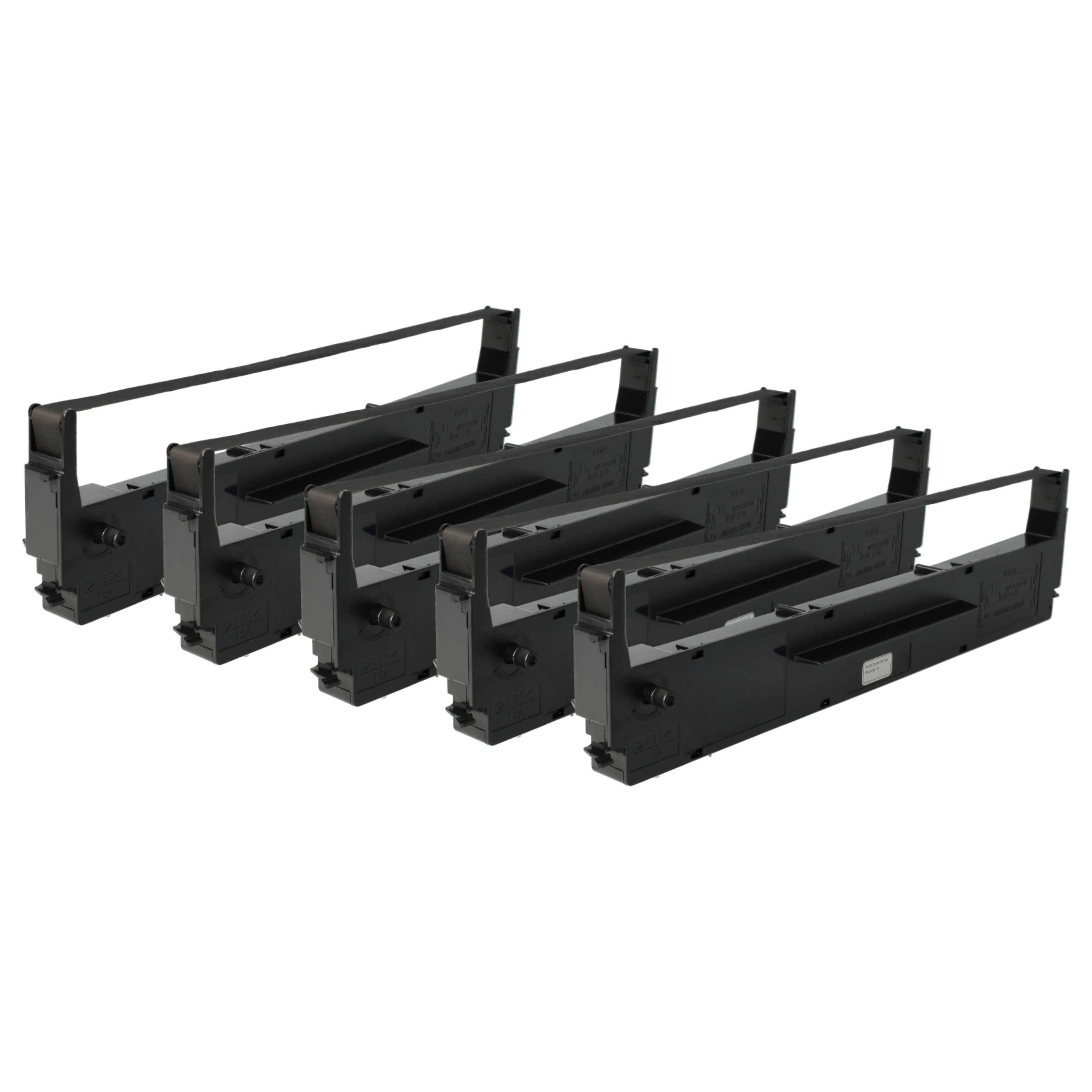 vhbw 5x Farbband Schriftband kompatibel mit Epson FX800DPM, FX800, FX82, FX85, FP80, CQ500, FX80, FX70 Nadeldrucker, Bondrucker - Schwarz