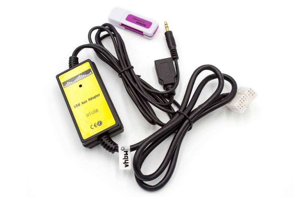 vhbw AUX Kabel KFZ Radio kompatibel mit Honda Bj. 2006-11 Pilot | Civic, Ridgeline Auto, Autoradio - USB, (150 cm)