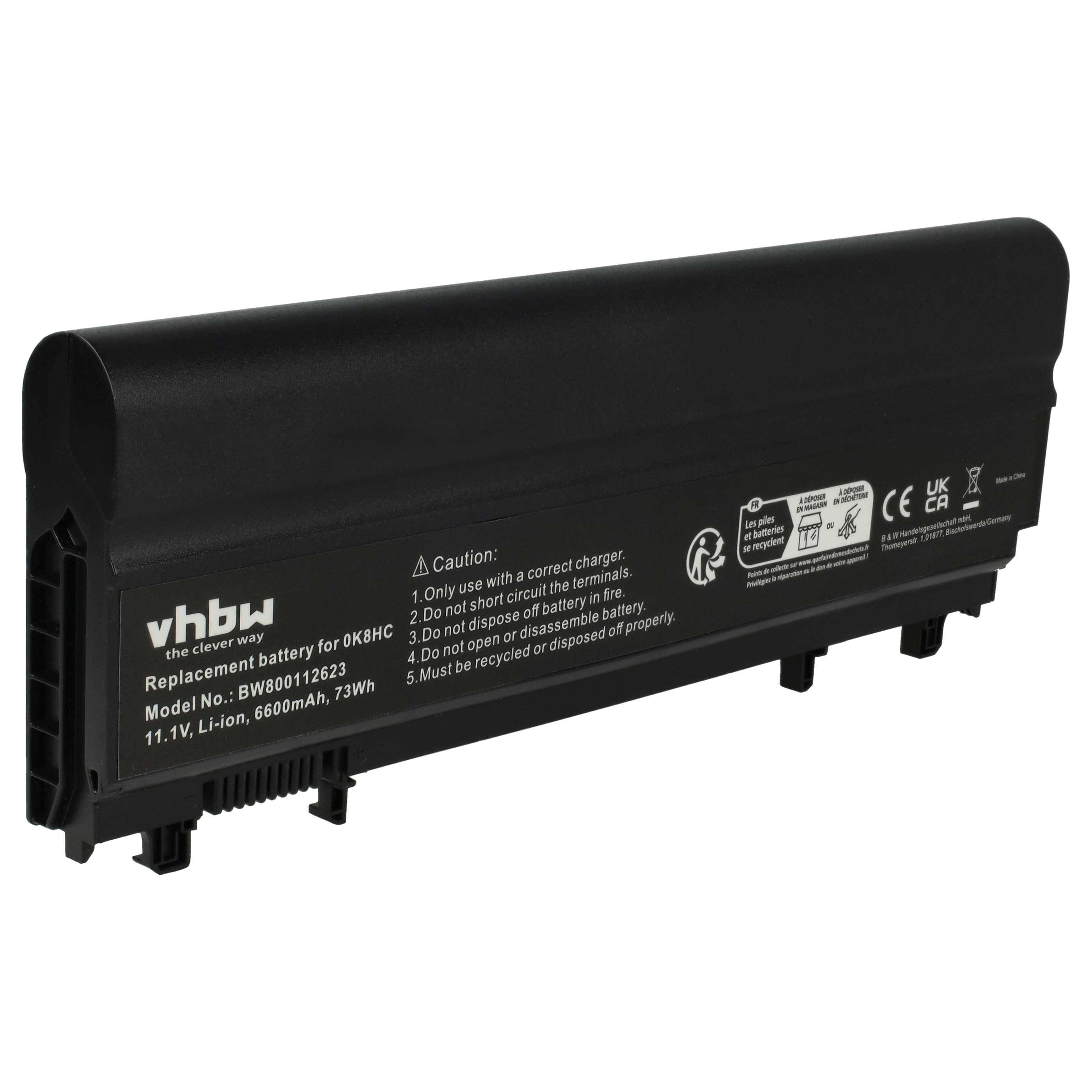 vhbw Akku Ersatz für Dell WGCW6, VVONF, VV0NF, Y6KM7, Y594M für Notebook (6600 mAh, 11,1 V, Li-Ion)
