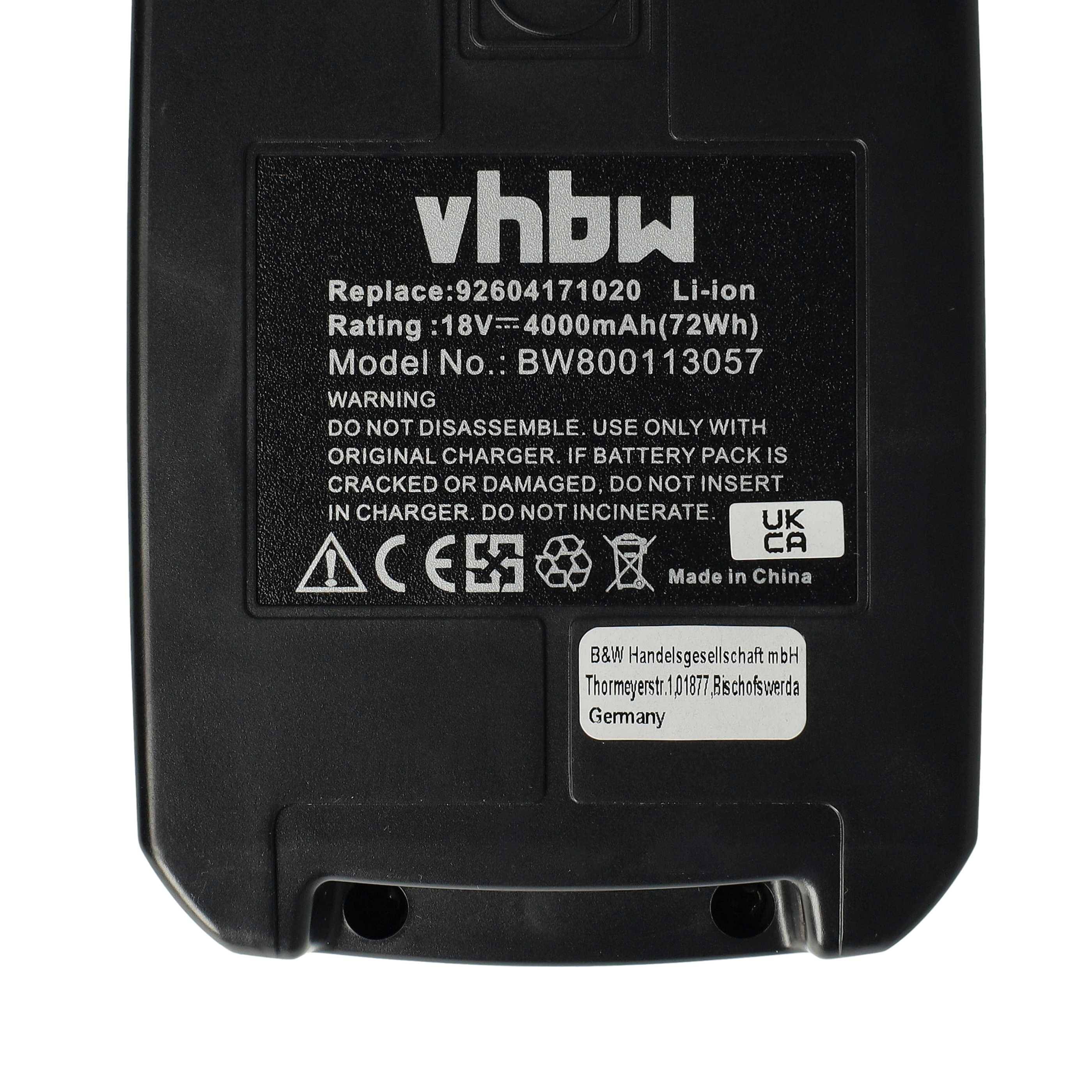vhbw 1x Akku kompatibel mit Fein ASB 18, ASCD 18 W2, ASB 18 C, AFSC 18 QSL, AFSC 18 QSL Wood Werkzeug (4000 mAh, Li-Ion, 18 V)