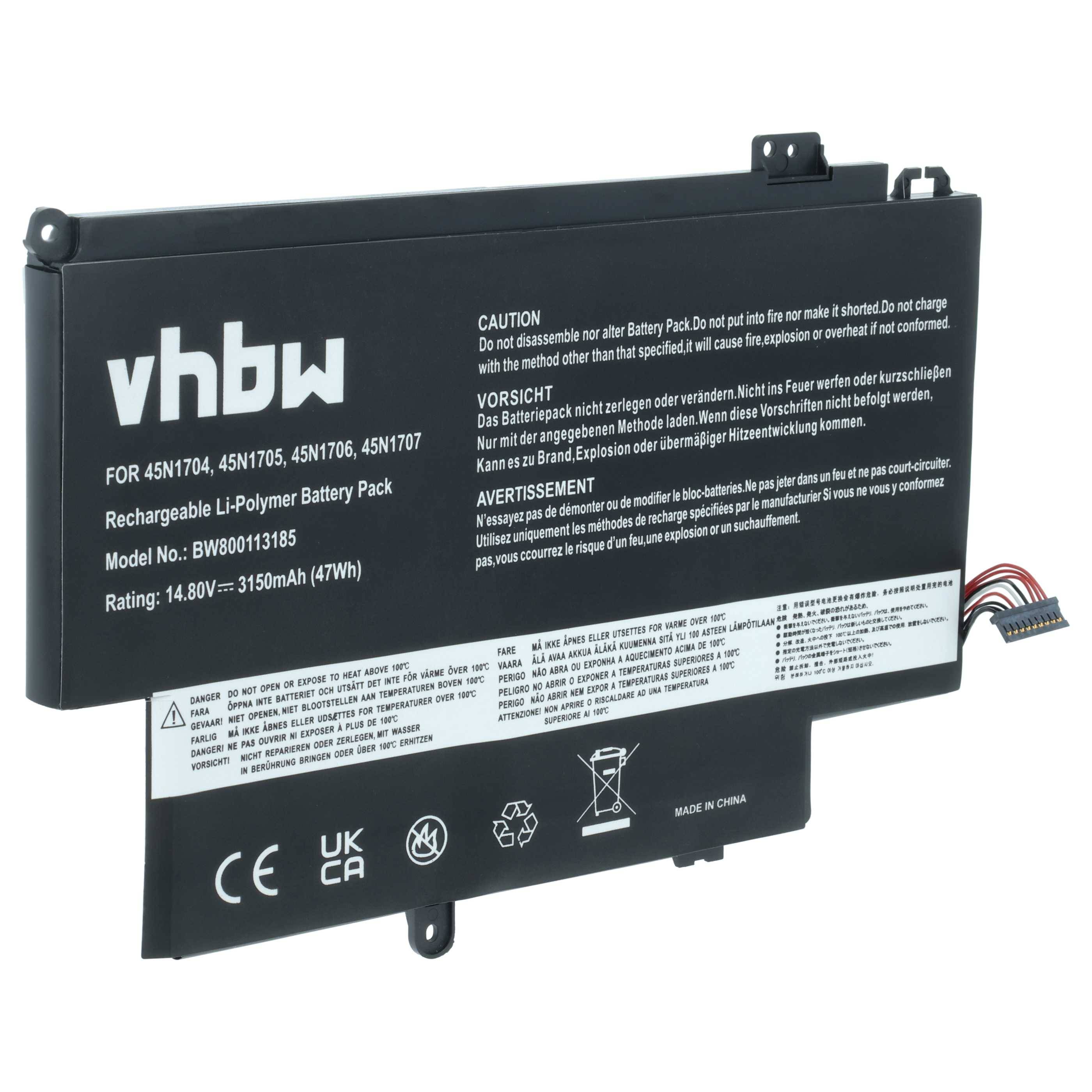 vhbw Akku kompatibel mit Lenovo ThinkPad Yoga 12 (20DL-L005GAU), Yoga 12 (20DL-L005CAU) Notebook (3150 mAh, 14,8 V, Li-Polymer)