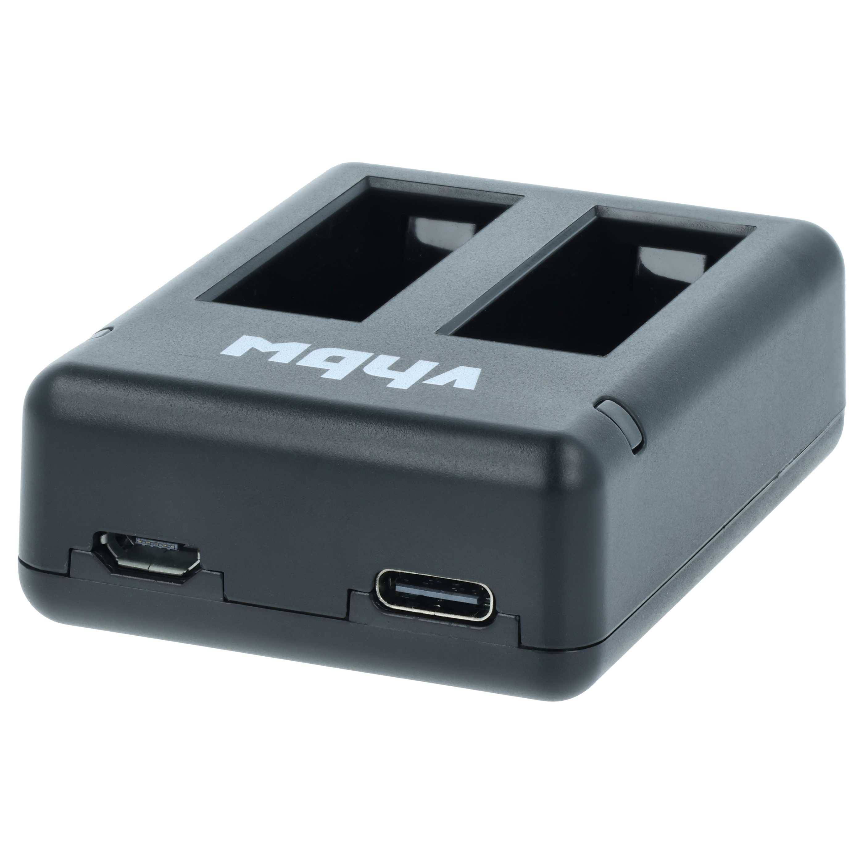 vhbw Dual USB-C Ladegerät kompatibel mit GoPro AHDBT-701, AHDBT-801, GOP004, IEC 62133 für Kamera - Ladeschale + USB-C Kabel Ladeanzeige