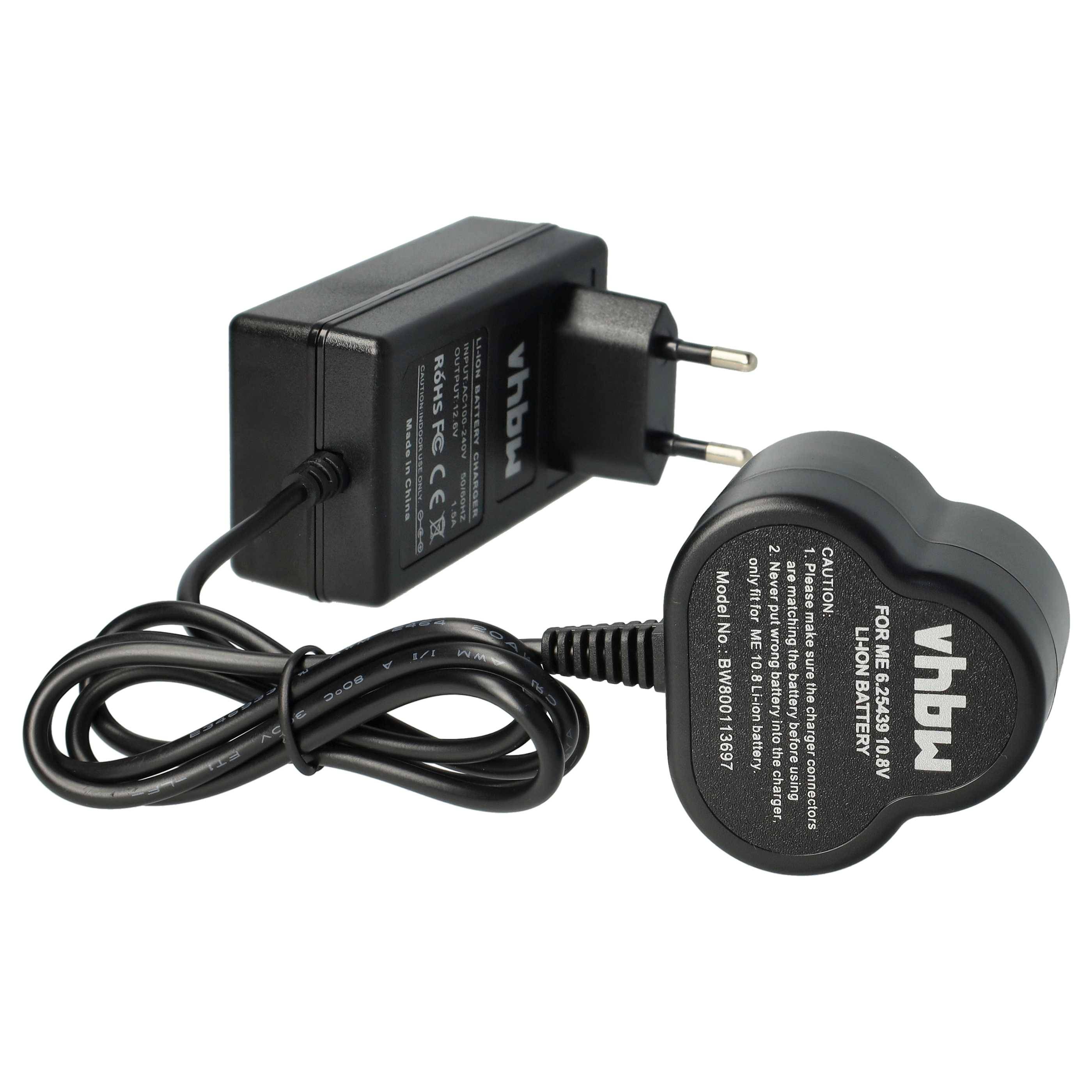 Ein schwarzer Steckadapter und Ladegerät mit „vhbw