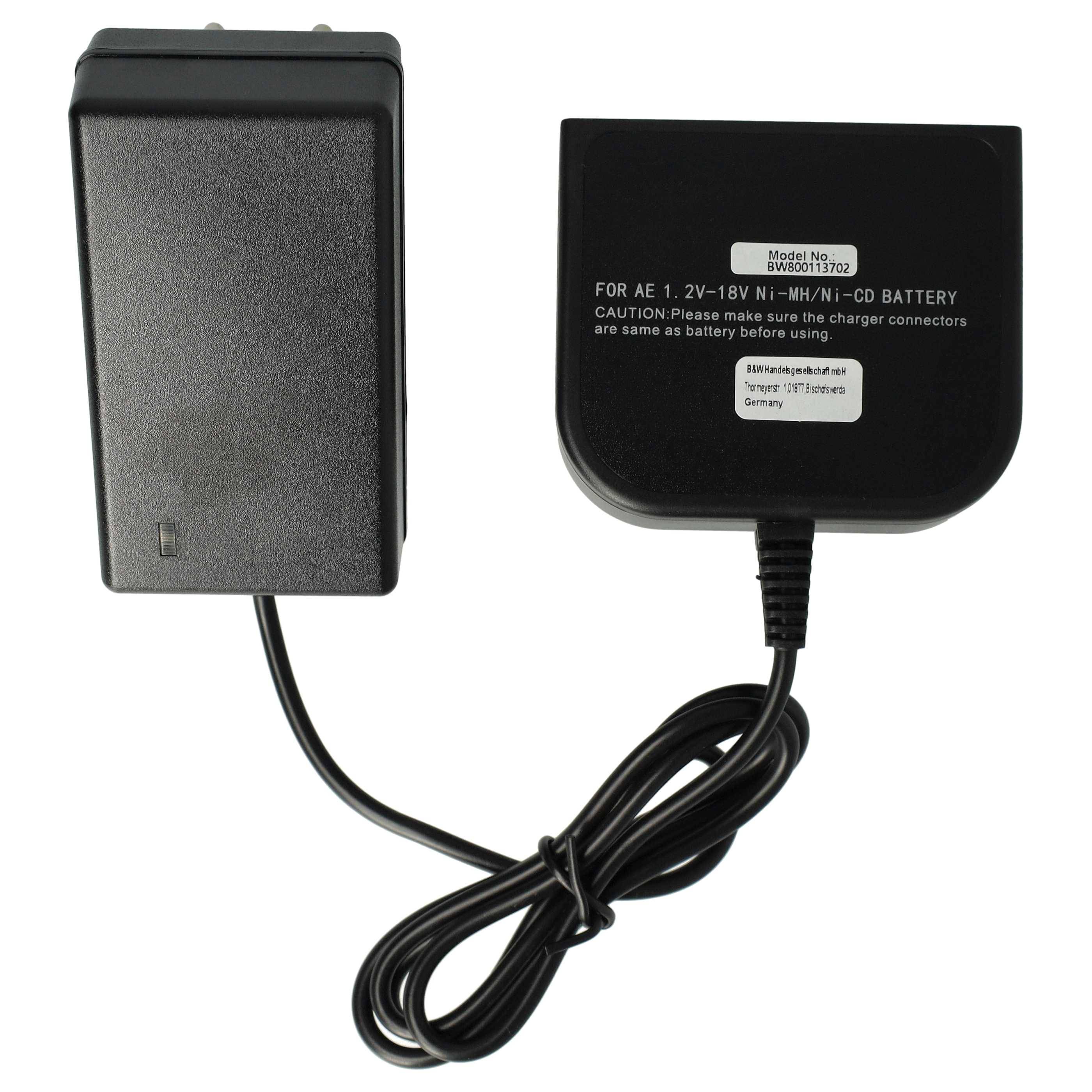 vhbw Ladegerät kompatibel mit Milwaukee PIW 14.4 HEX, PJX12PP, PJX 14.4 Power Plus, PIW 14.4 SD Werkzeug Ni-Cd, NiMH-Akkus, 1,2-18V, 1AV