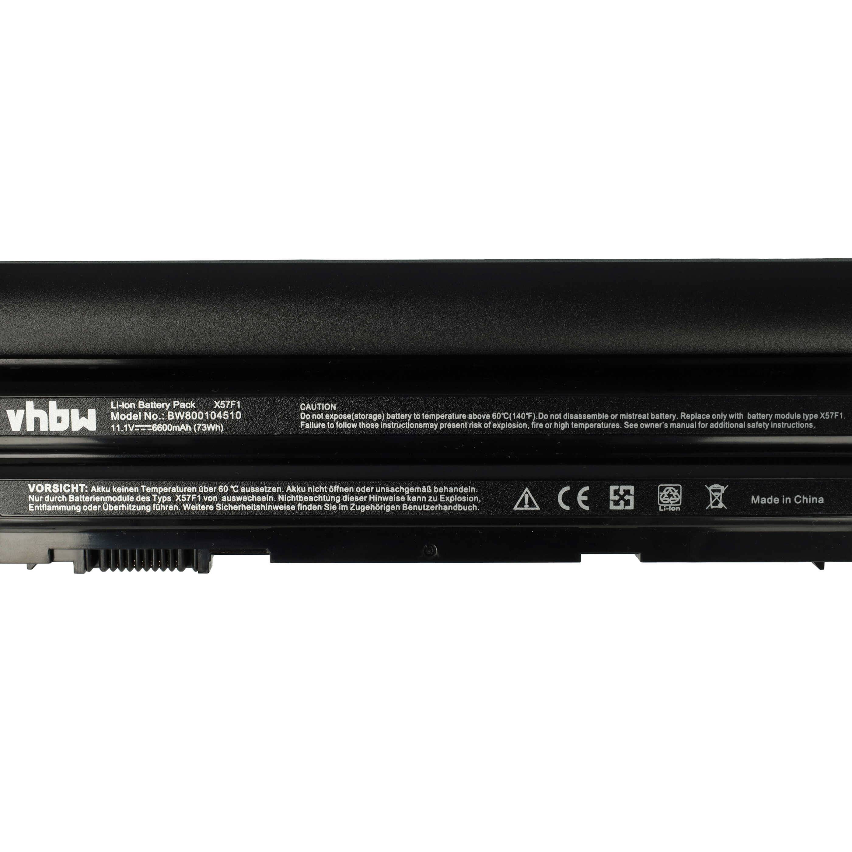 vhbw 1x Akku Ersatz für Dell T54FJ, YKF0M, X57F1 für Notebook (6600 mAh, 11,1 V, Li-Ion)