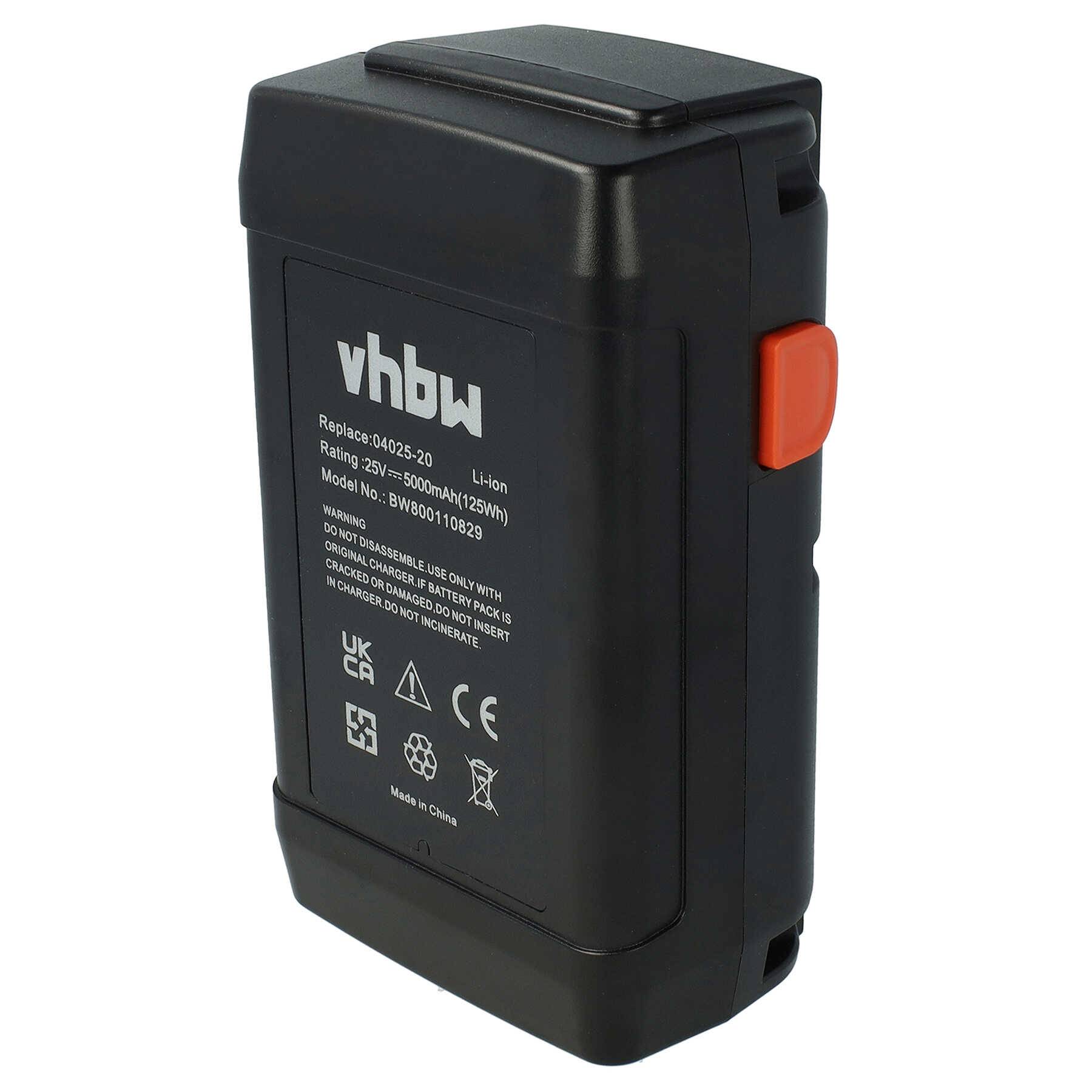 vhbw Akku kompatibel mit Gardena Spindelmäher 380 C (4024-20), 380 EC (4028-20), 380 Li (4025-20) Rasenmäher (5000mAh 25V Li-Ion)
