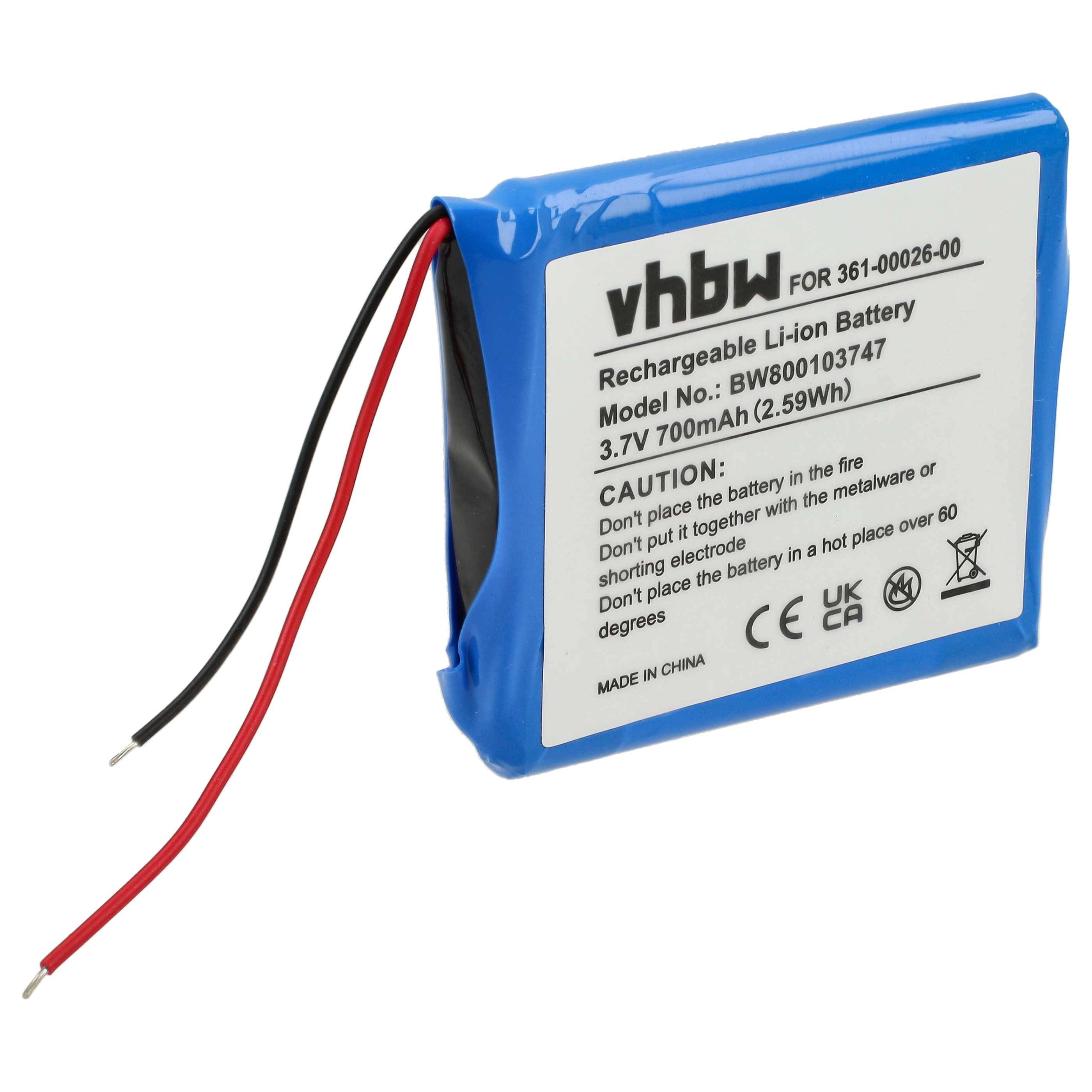 vhbw Akku Ersatz für Garmin 361-00026-00 für GPS Navigation Navi (700 mAh, 3,7 V, Li-Ion)