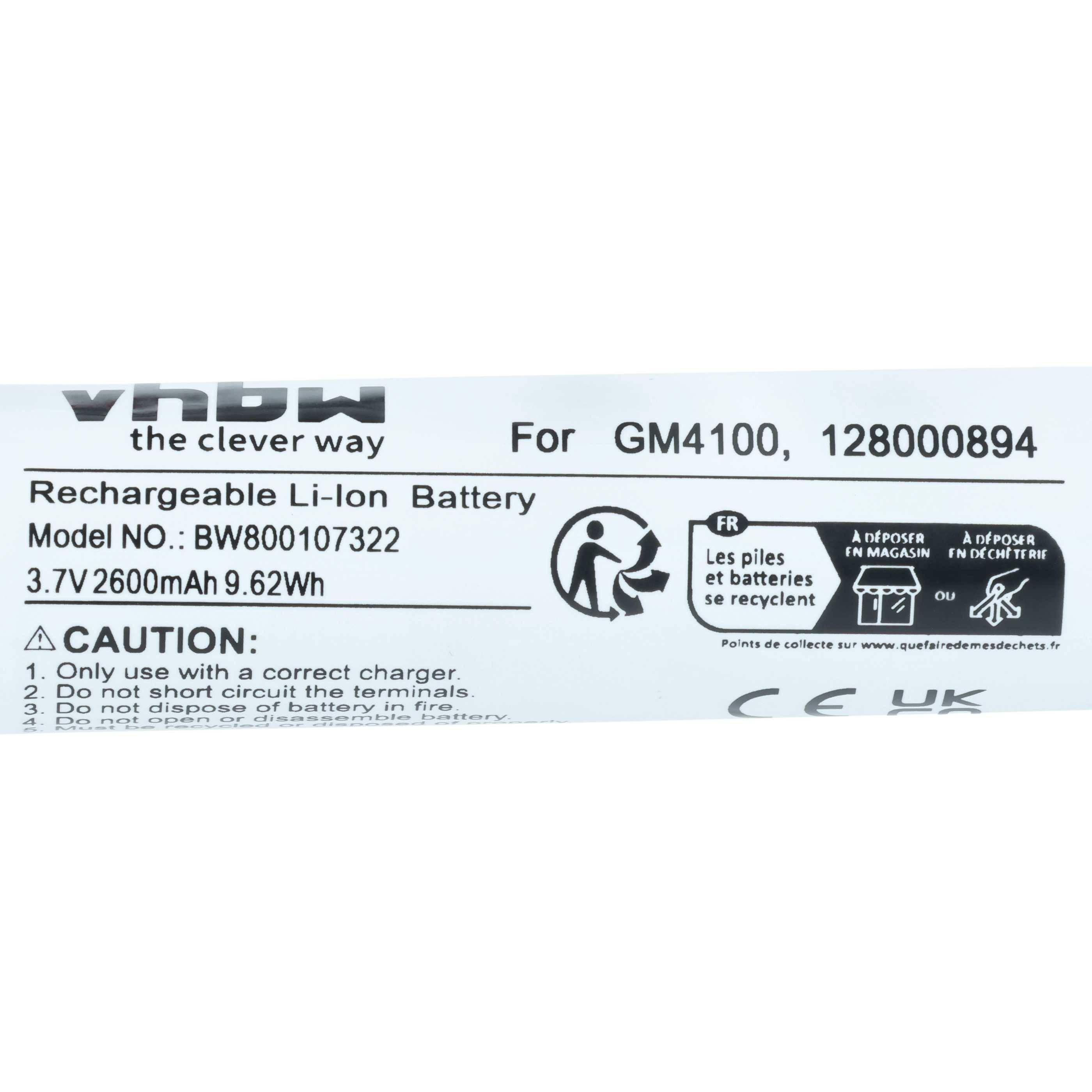 vhbw 5x Akku kompatibel mit Datalogic Gryphon GM4130-WH-433K1, GM4130-BK-910K2 Barcodescanner POS (2600 mAh, 3,7 V, Li-Ion)
