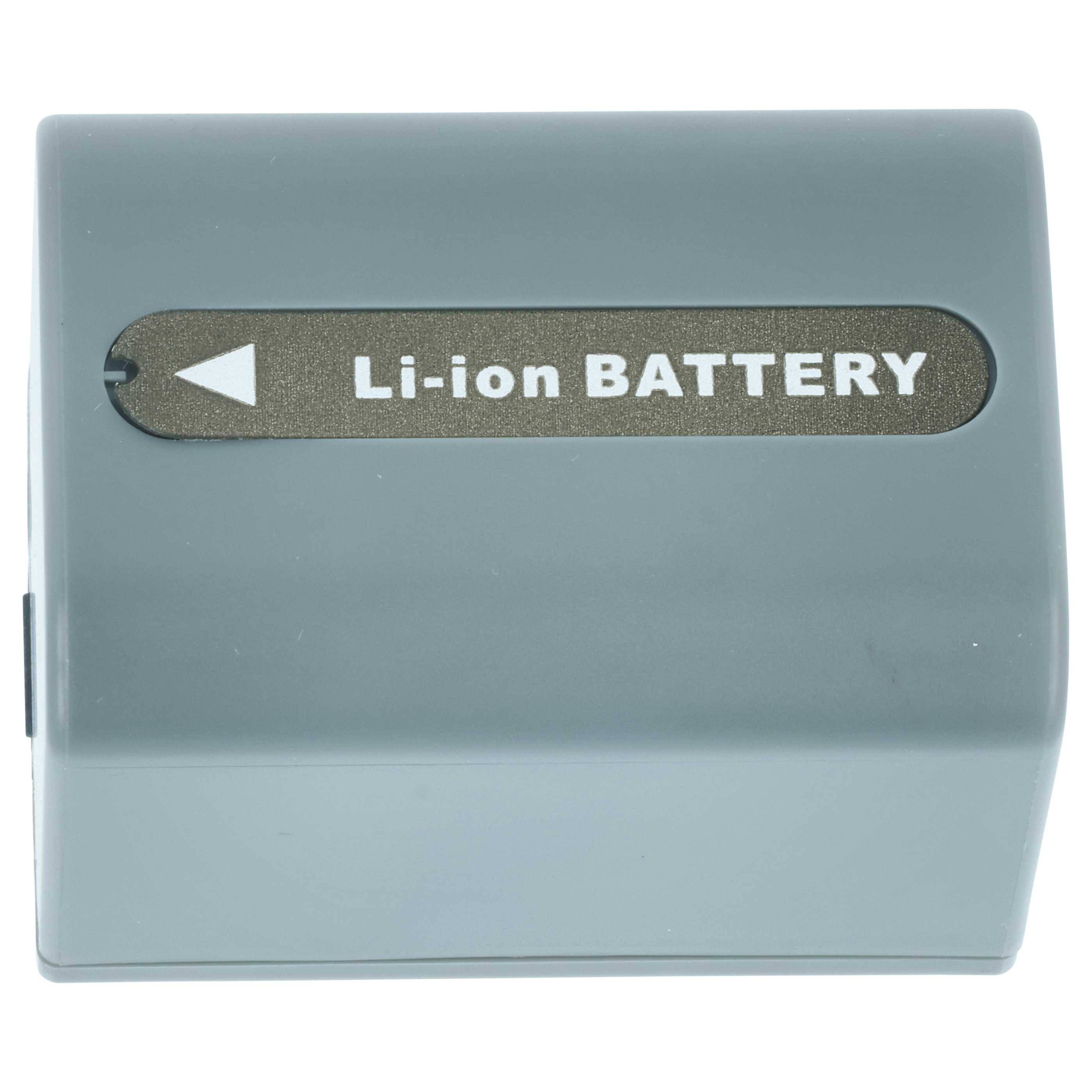 Eine graue Lithium-Ionen-Batterie mit dem Text 'Li-ion BATTERIE' und einem nach links weisenden Pfeil, der den Batterietyp und die Orientierung anzeigt.