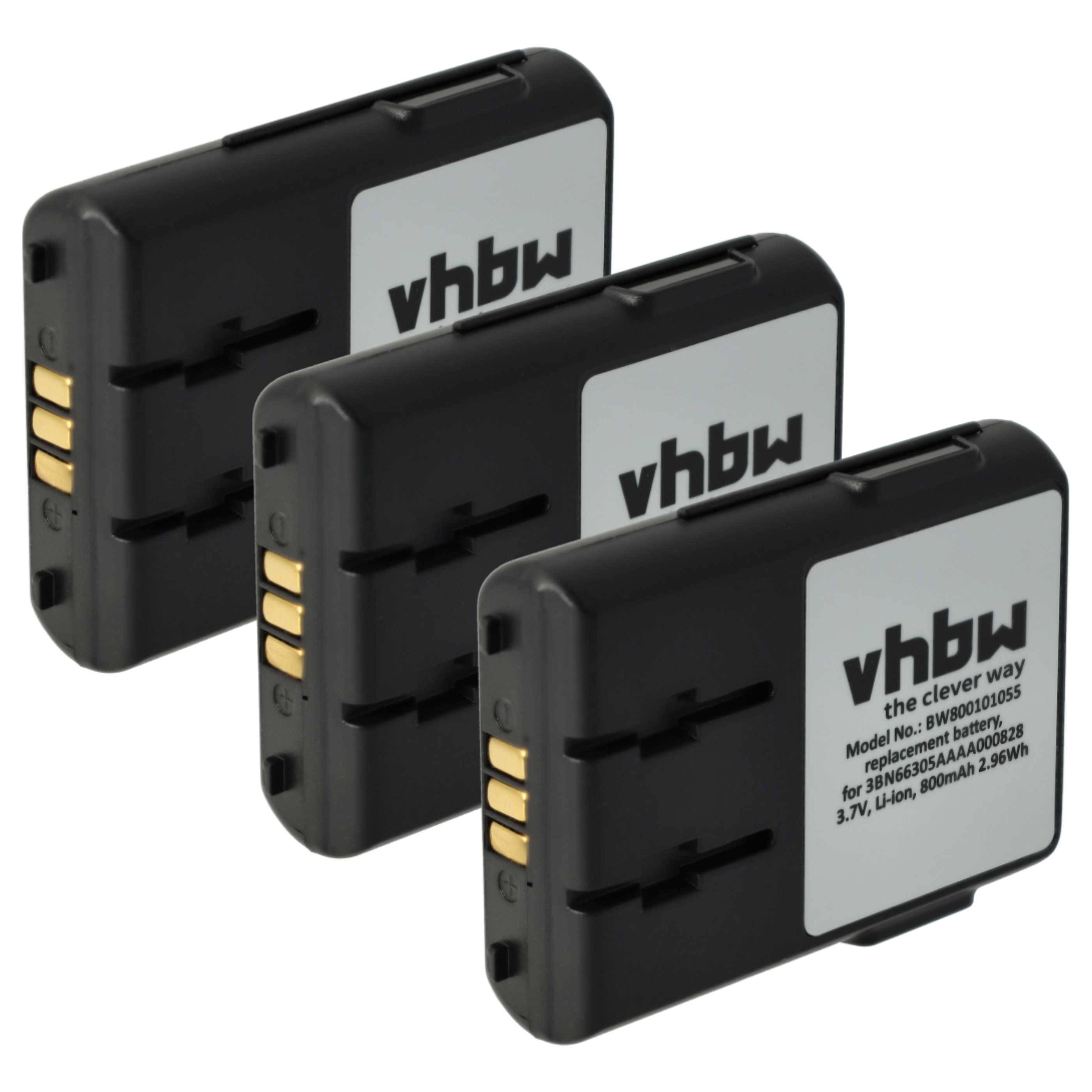 vhbw 3x Akku kompatibel mit Alcatel Mobile 400 DECT, 300 DECT schnurlos Festnetz Telefon (800 mAh, 3,7 V, Li-Ion)