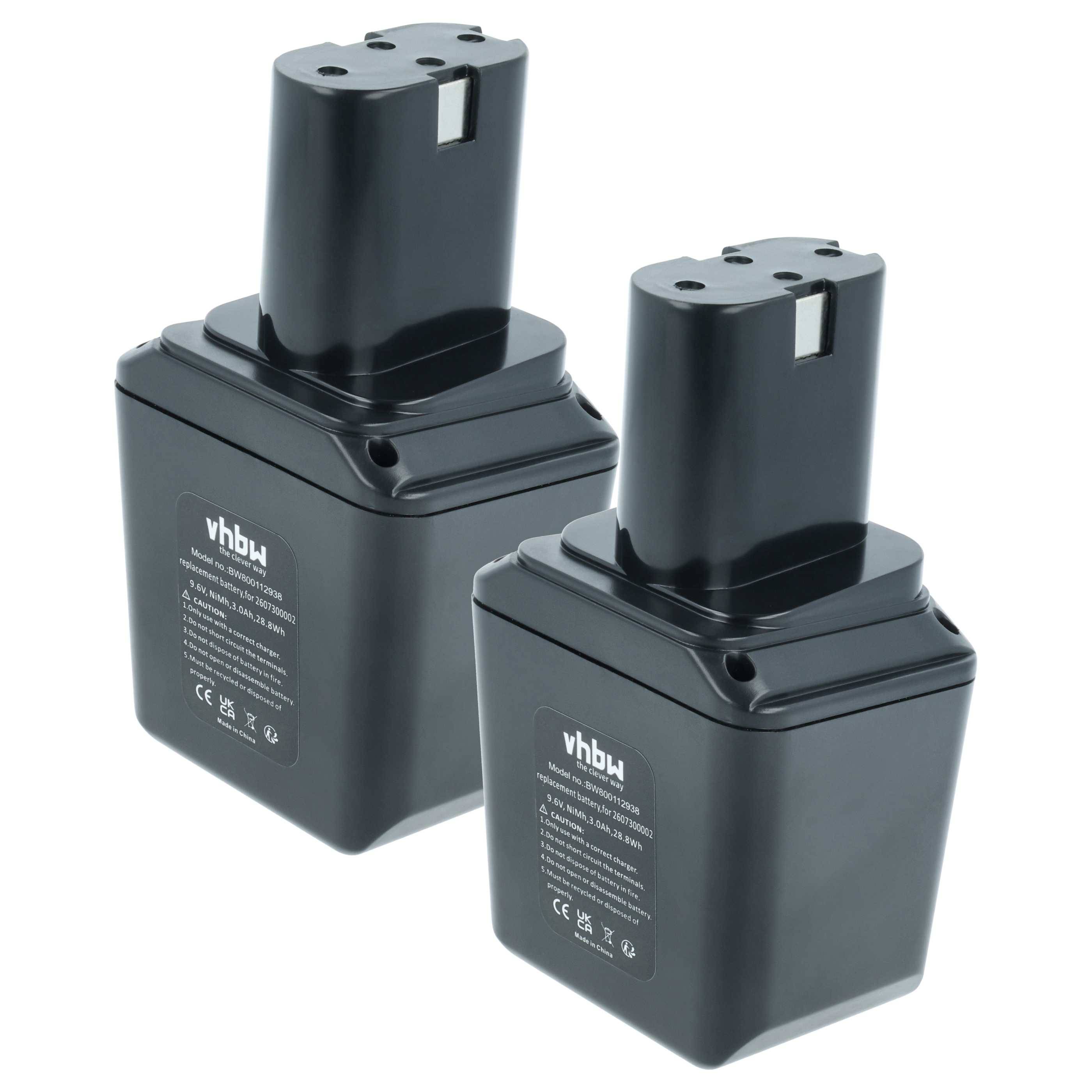 vhbw 2x Akku Ersatz für Bosch 2607335501, 2607335176, 2 607 335 501, 2 607 335 176 für Werkzeug (3000 mAh, NiMH, 9,6 V)