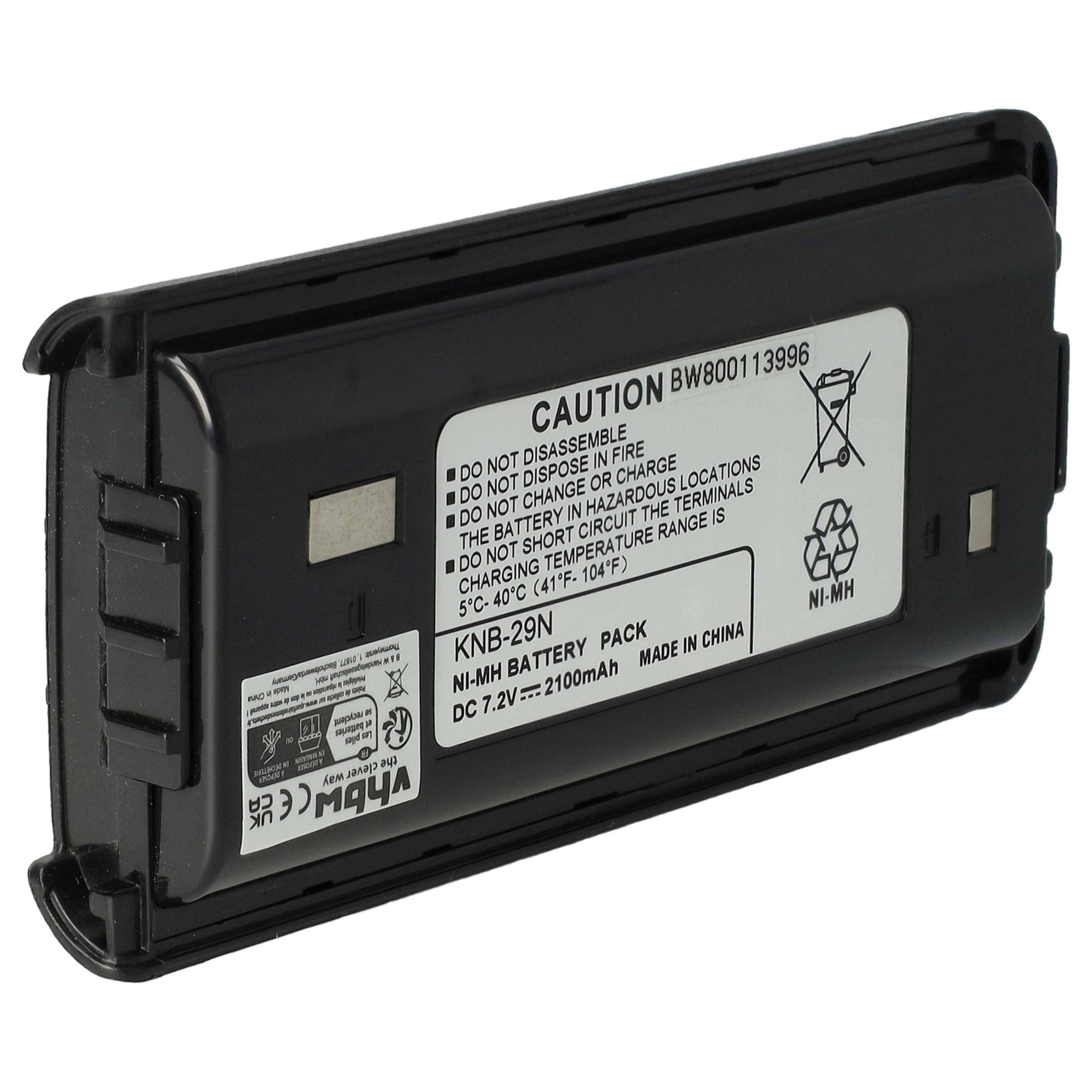 vhbw Akku kompatibel mit Kenwood TK-2200V2P, TK-2200V8P, TK-2202, TK-2200LP, TK-2202E Funkgerät, Walkie Talkie (2100mAh, 7,2V, NiMH)