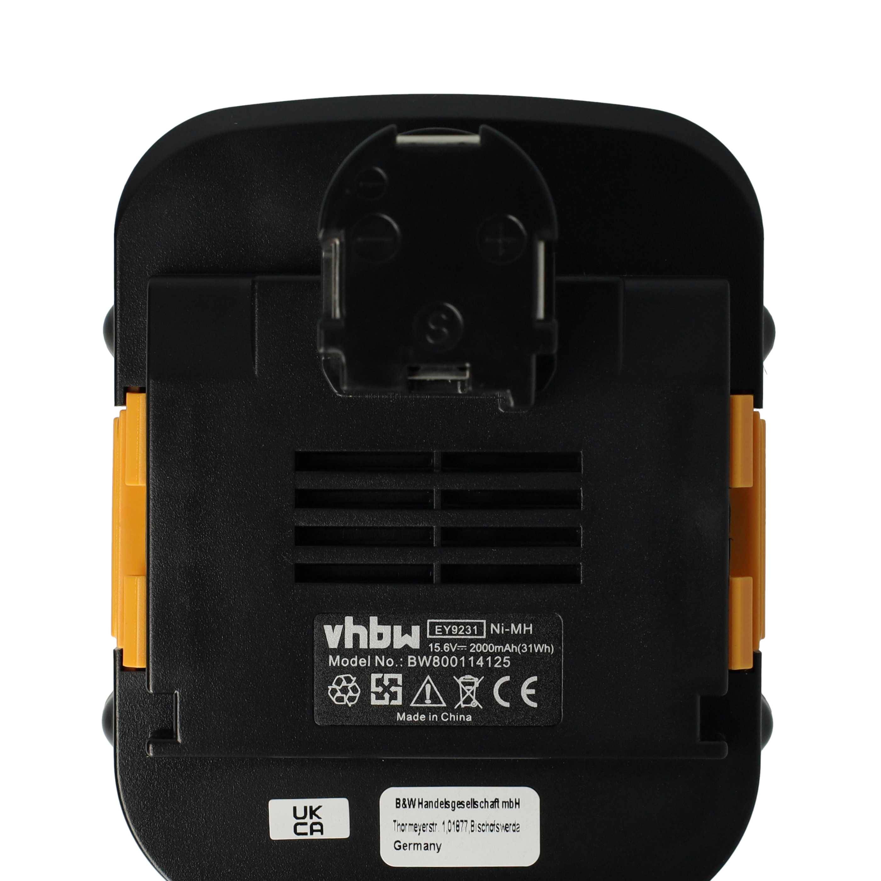 vhbw 1x Akku Ersatz für Panasonic EY9219, EY9137, EY9136B, EY9136, EY9227, EY9225, EY9223, EY9221 für Werkzeug (2000 mAh, NiMH, 15,6 V)