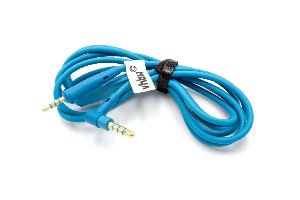 vhbw Audio AUX Kabel kompatibel mit Bose QuietComfort 25, 35 II, 35 Kopfhörer - Audiokabel 3,5 mm Klinkenstecker, Mikrofon, Rufannahme-Taste, Blau