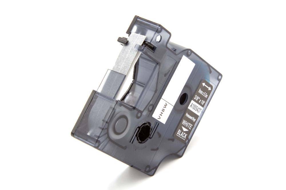vhbw Schriftband-Kassette kompatibel mit 3M PL300 | PL100, PL200 Etiketten-Drucker 5,5m x 9mm Weiß auf Schwarz, Vinyl