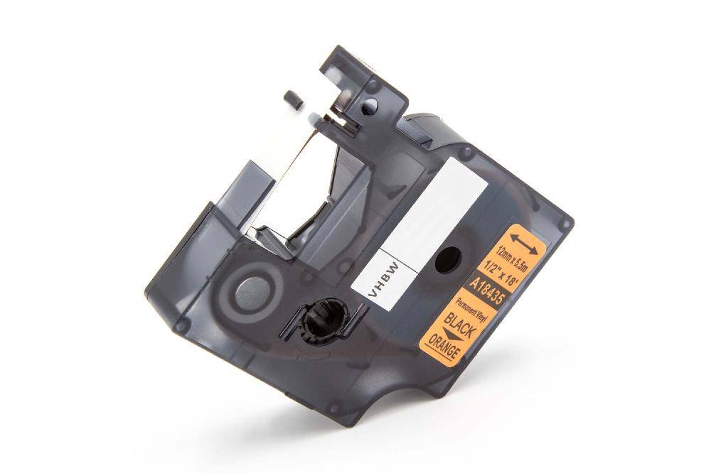 vhbw Schriftband-Kassette kompatibel mit 3M PL300, PL100, PL200 Etiketten-Drucker 5,5m x 12mm Schwarz auf Orange, Vinyl