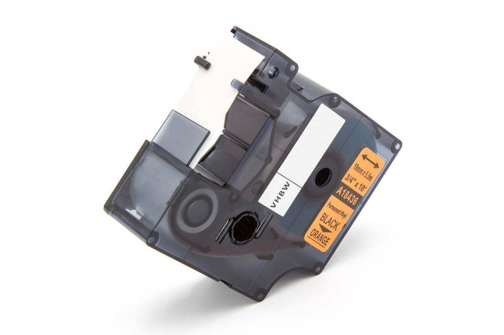 vhbw Schriftband-Kassette kompatibel mit 3M PL300, PL100, PL200 Etiketten-Drucker 5,5m x 19mm Schwarz auf Orange, Vinyl
