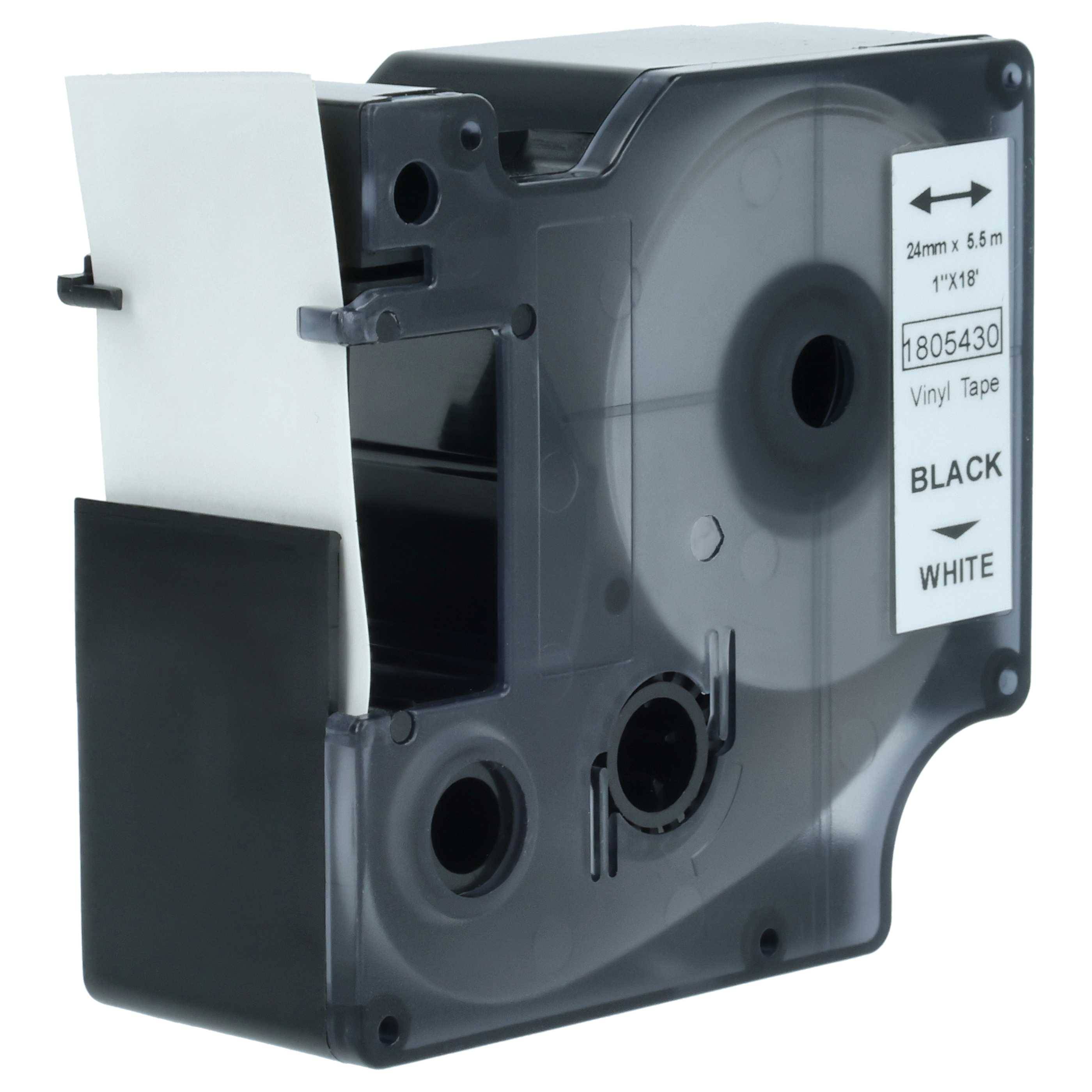 vhbw Schriftband-Kassette kompatibel mit Dymo Rhino 6000 | 5000, 5200, 4200, 3000, 1000 Etiketten-Drucker 5,5m x 24mm Schwarz auf Weiß, Vinyl