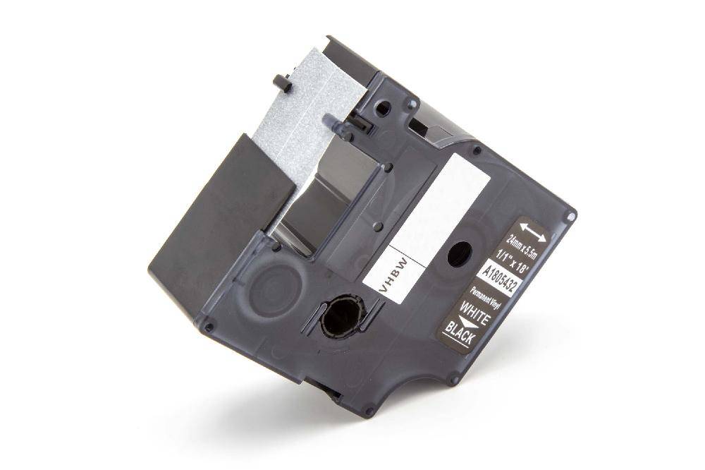 vhbw Schriftband-Kassette Ersatz für Dymo 1805432 für Etiketten-Drucker 5,5m x 24mm Weiß auf Schwarz, Vinyl