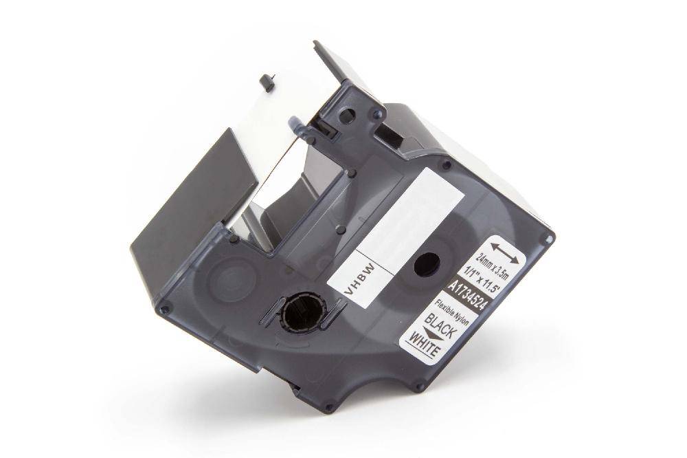 vhbw Schriftband-Kassette kompatibel mit 3M PL300, PL100, PL200 Etiketten-Drucker 3,5m x 24mm Schwarz auf Weiß, Nylon