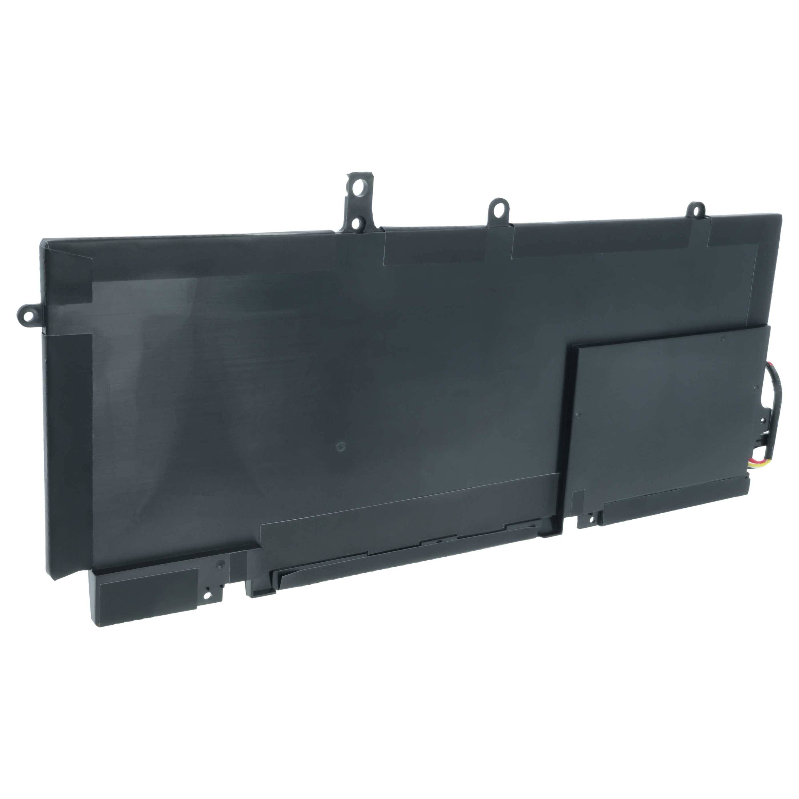 Eine schwarze Laptop-Batterie mit sichtbaren Anschlüssen und rechteckiger Form, entwickelt zum Austausch in kompatiblen Laptop-Modellen.