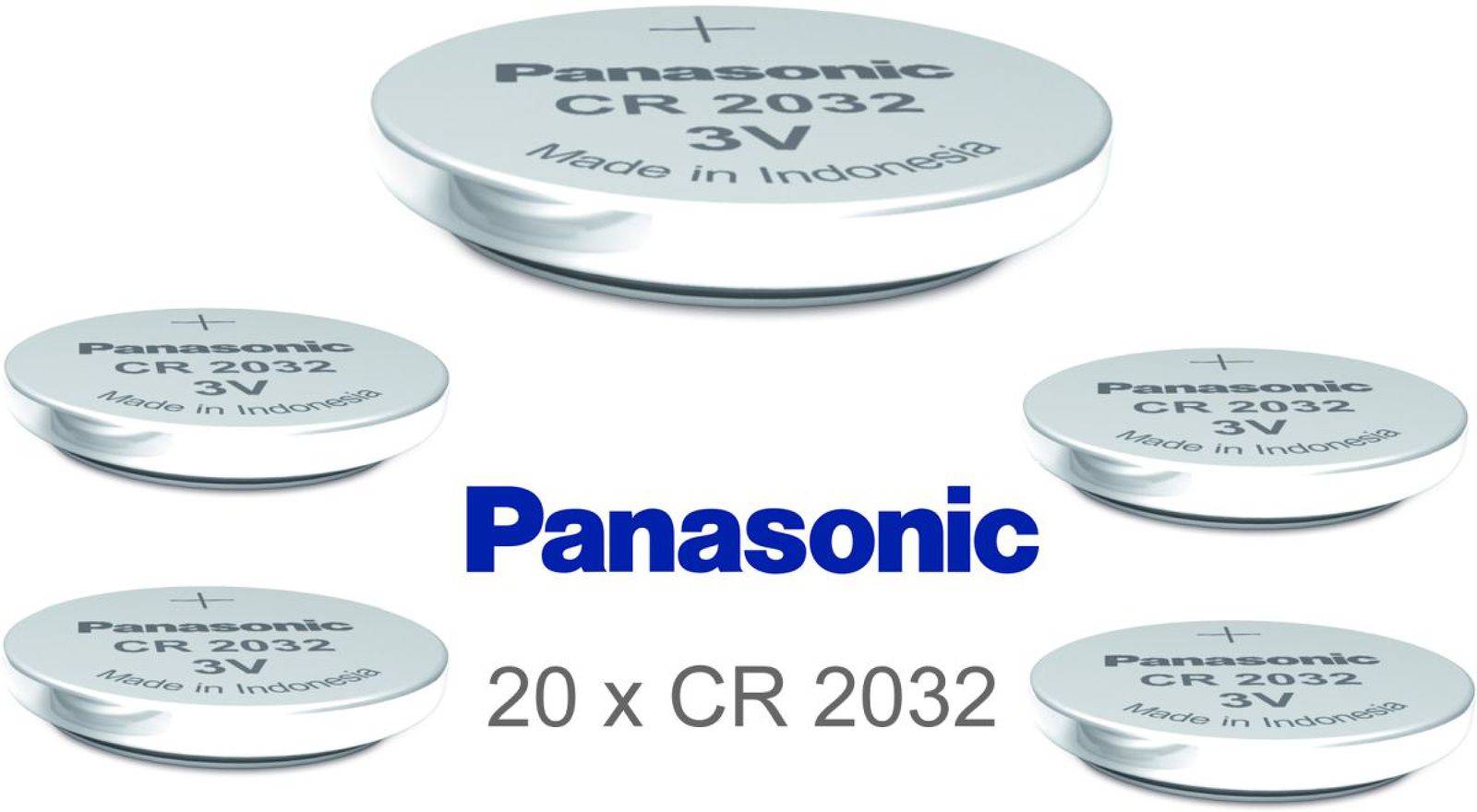20x Panasonic CR2032 DL2032 ECR2032 Lithium Knopfzellen – Lose Batterien für Uhren, Autoschlüssel, 3V, Lithium