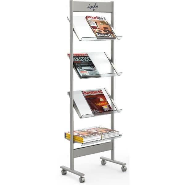 Prospektregal ecoline A4 8 Fächer alusilber/transparent