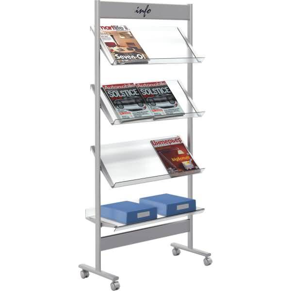 Prospektregal ecoline A4 12 Fächer alusilber/transparent