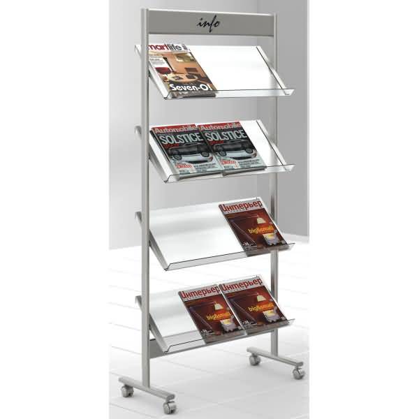 Prospektregal ecoline A4 12 Fächer alusilber/transparent