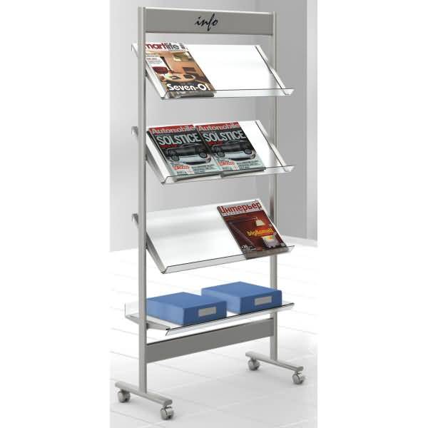 Prospektregal ecoline A4 12 Fächer alusilber/transparent