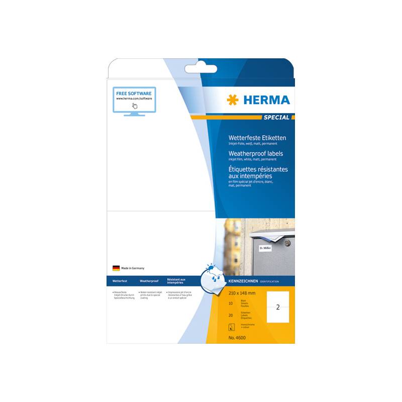 HERMA Inkjet Folien-Etiketten 210 x 148 mm weiß permanent haftend Folien-Etikett