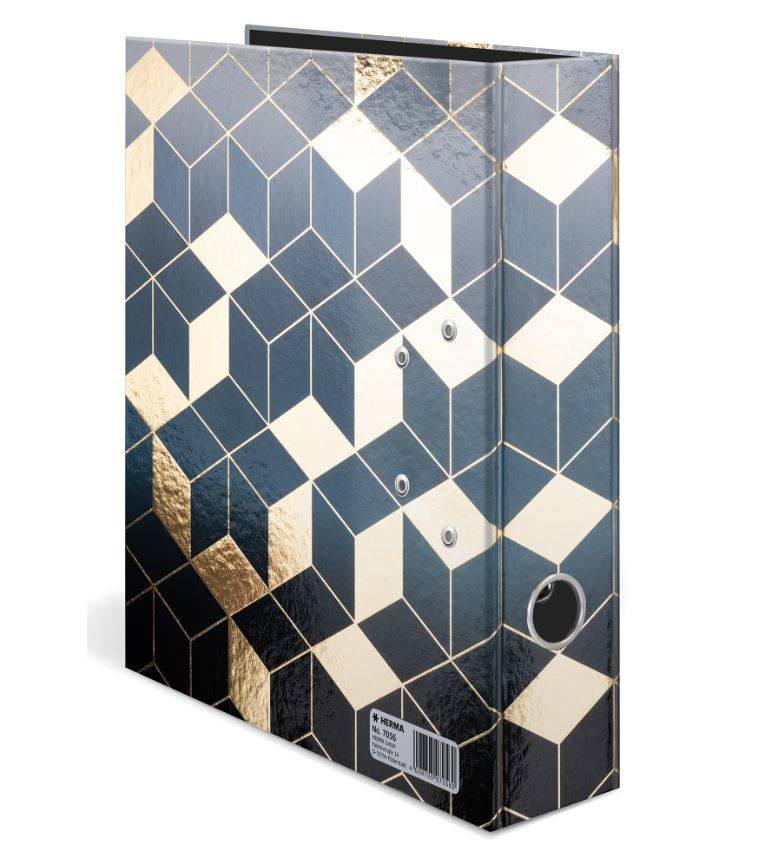 HERMA 7056, Konventioneller Dateiordner, A4, Karton, Blau, Gold, Porträt, 7 cm